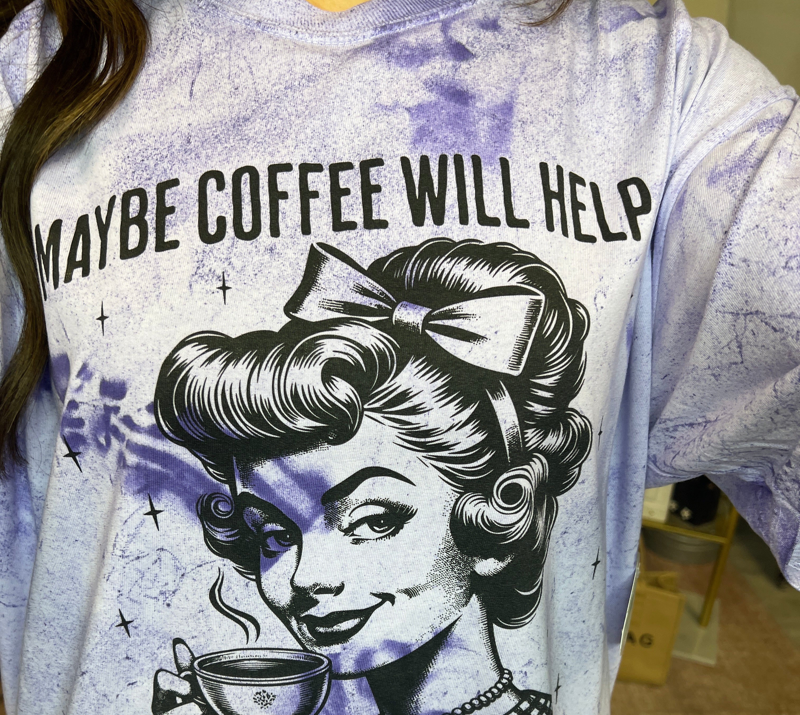 Maybe Coffee Will Help Graphic Tee-130 Graphic Tees-Heathered Boho-Heathered Boho Boutique, Women's Fashion and Accessories in Palmetto, FL