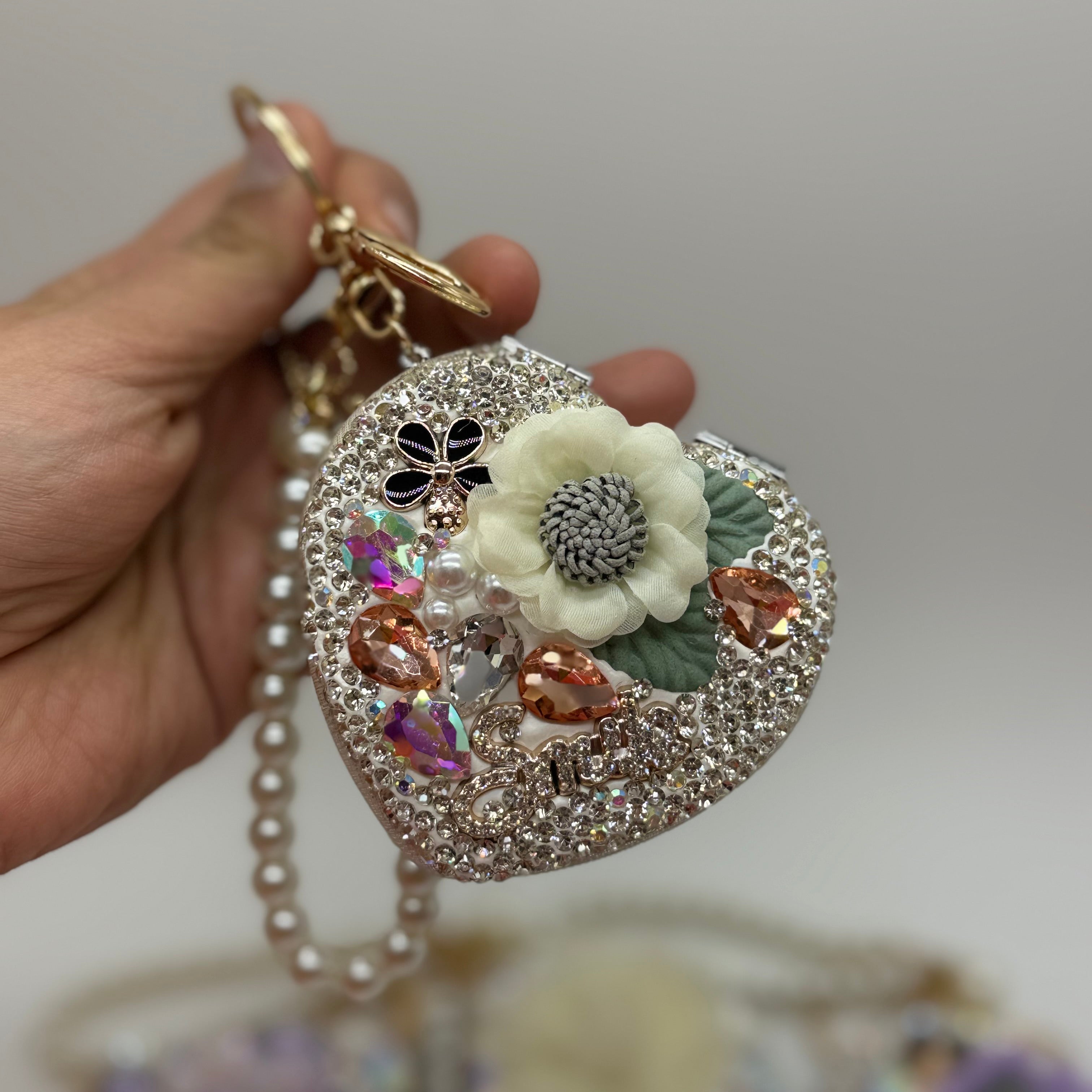 Crystal Bloom Mirror Purse Charm-Heathered Boho-Heathered Boho Boutique, Women's Fashion and Accessories in Palmetto, FL