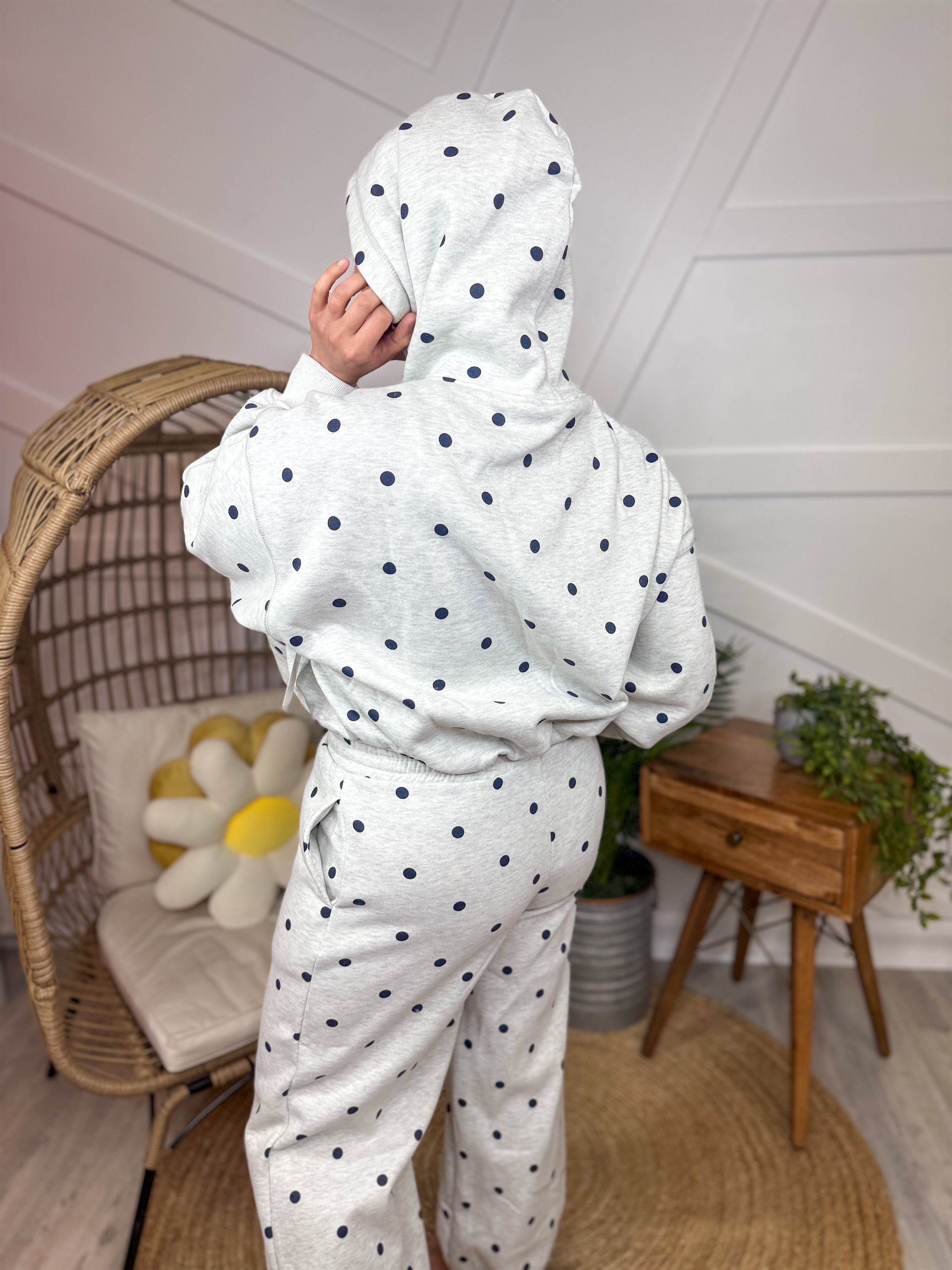 Dotted Hoodie-210 HOODIES-Veveret-Heathered Boho Boutique, Women's Fashion and Accessories in Palmetto, FL