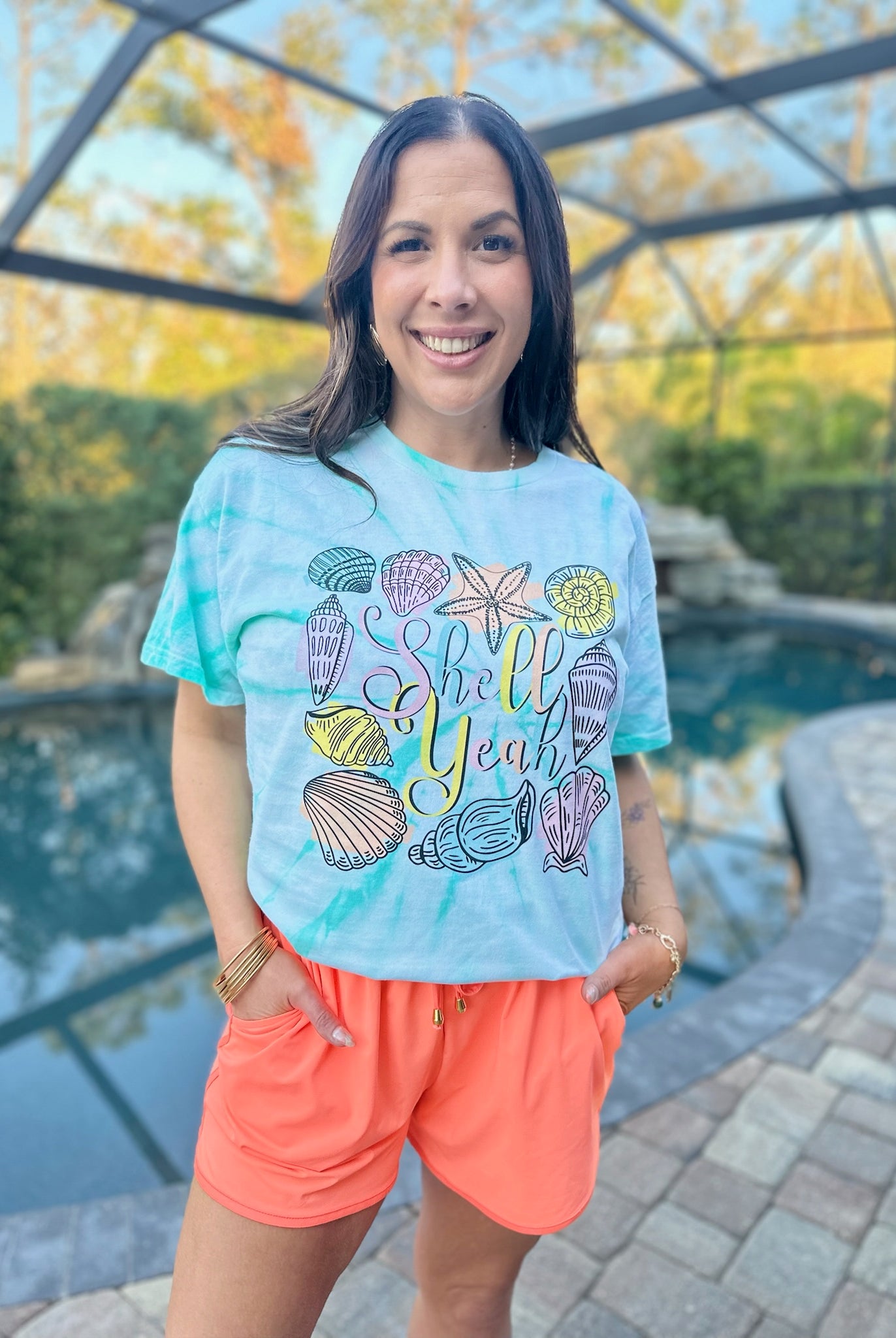 Shell Yeah Graphic Tee-130 Graphic Tees-Heathered Boho-Heathered Boho Boutique, Women's Fashion and Accessories in Palmetto, FL