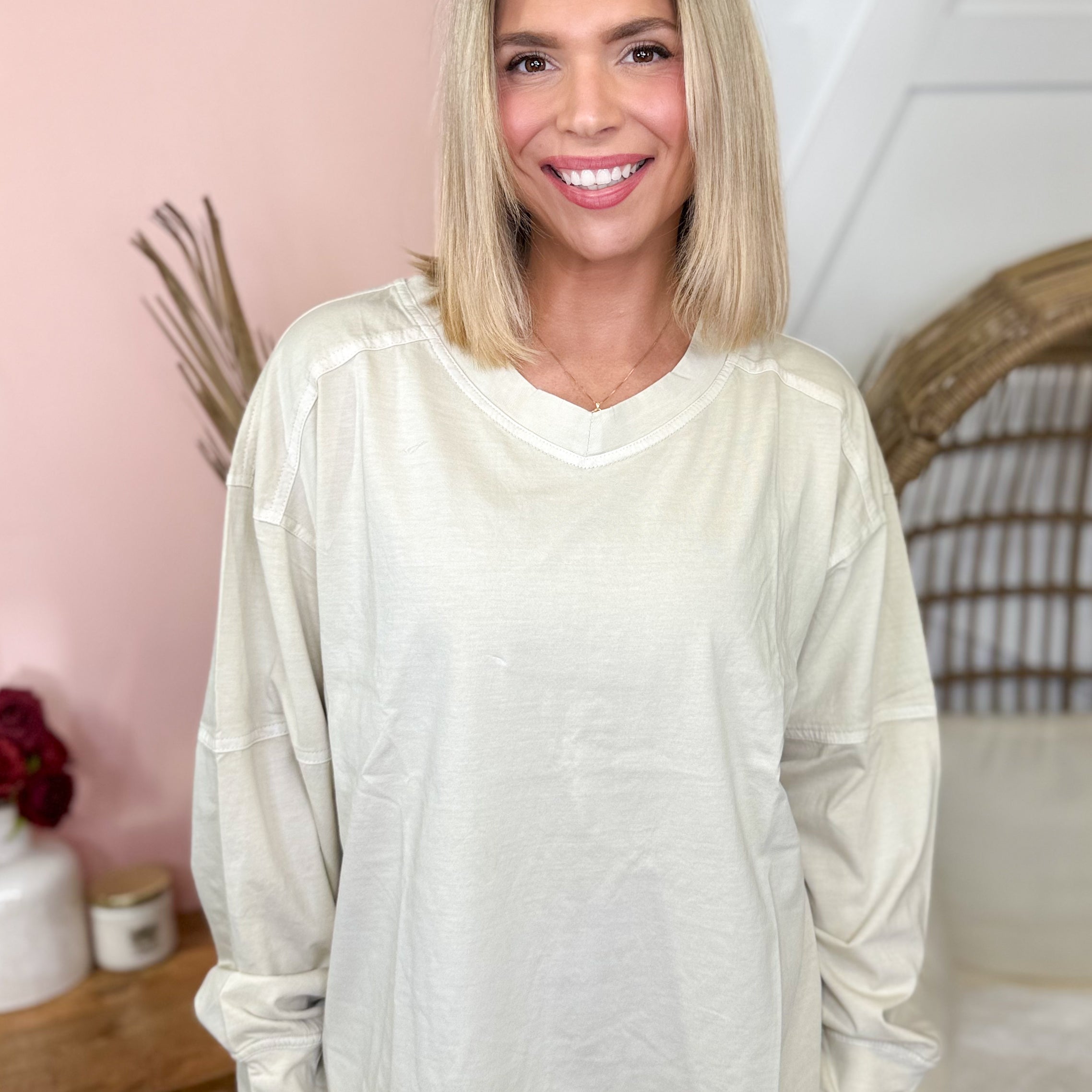 Restock: Ballpark Long Sleeve Top-120 Long Sleeve Tops-RAE MODE-Heathered Boho Boutique, Women's Fashion and Accessories in Palmetto, FL