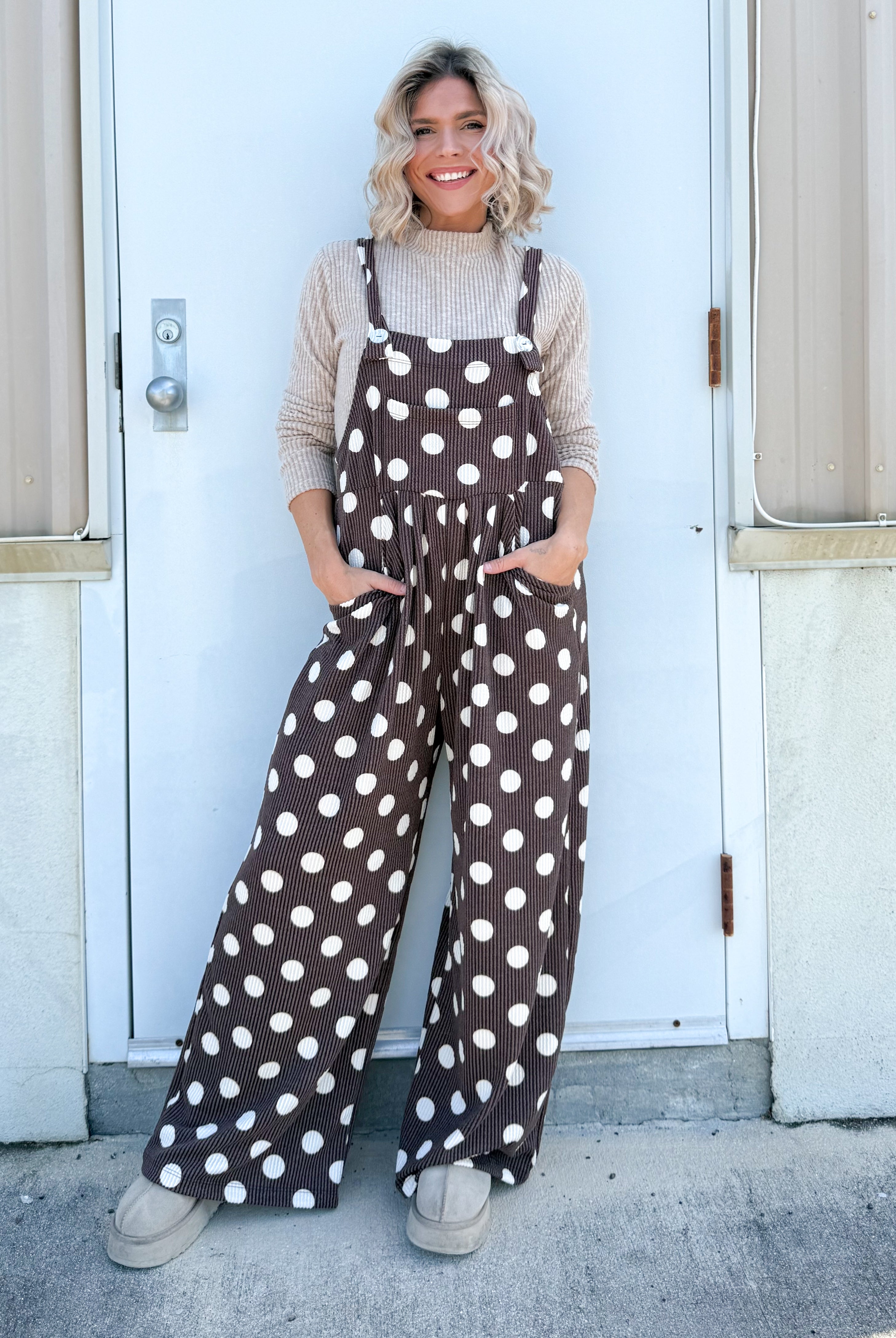 Polka Dot Karli Boho Overalls-230 DRESSES/JUMPSUITS/ROMPERS-Blakeley-Heathered Boho Boutique, Women's Fashion and Accessories in Palmetto, FL