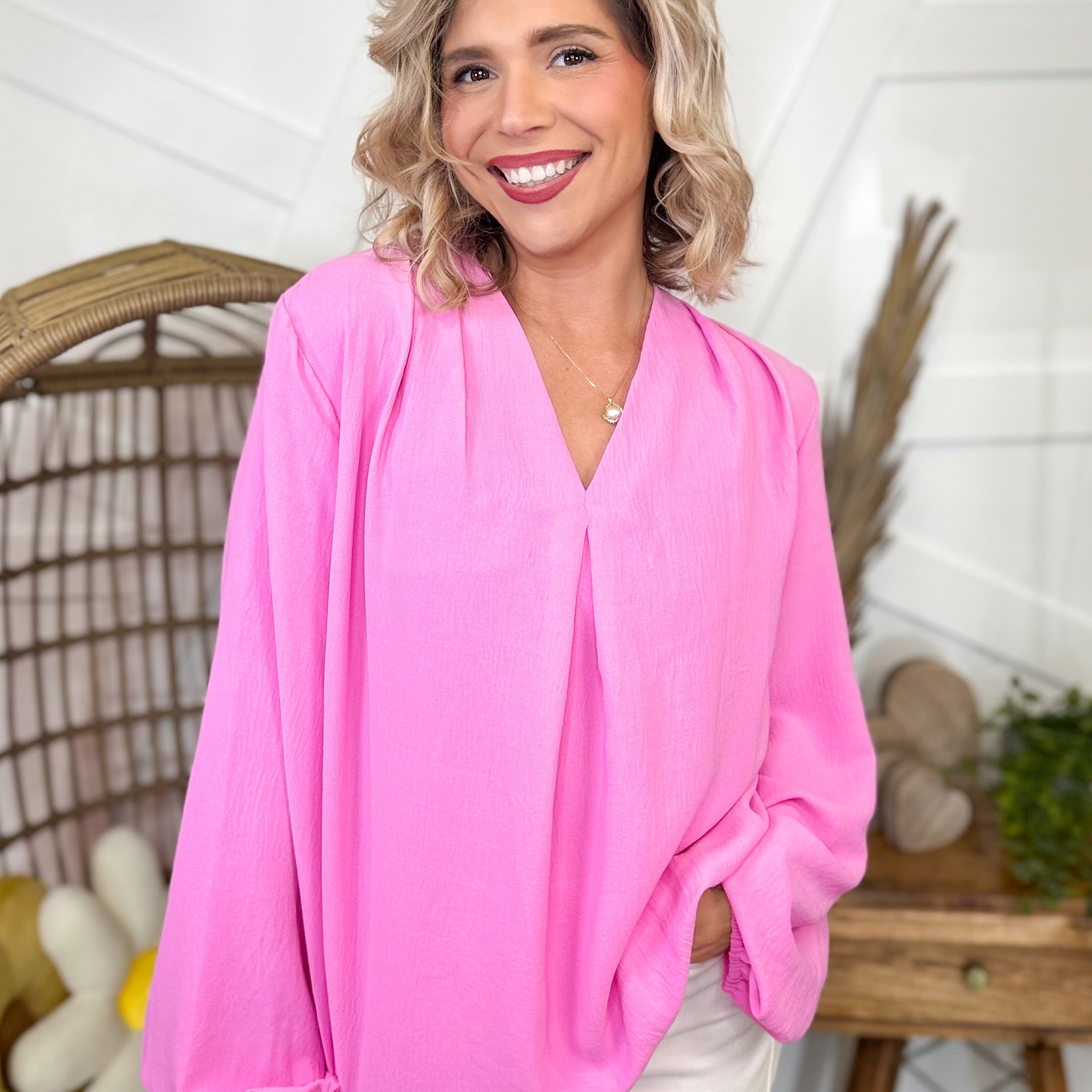 Soft Focus Top-120 Long Sleeve Tops-2HEARTS-Heathered Boho Boutique, Women's Fashion and Accessories in Palmetto, FL