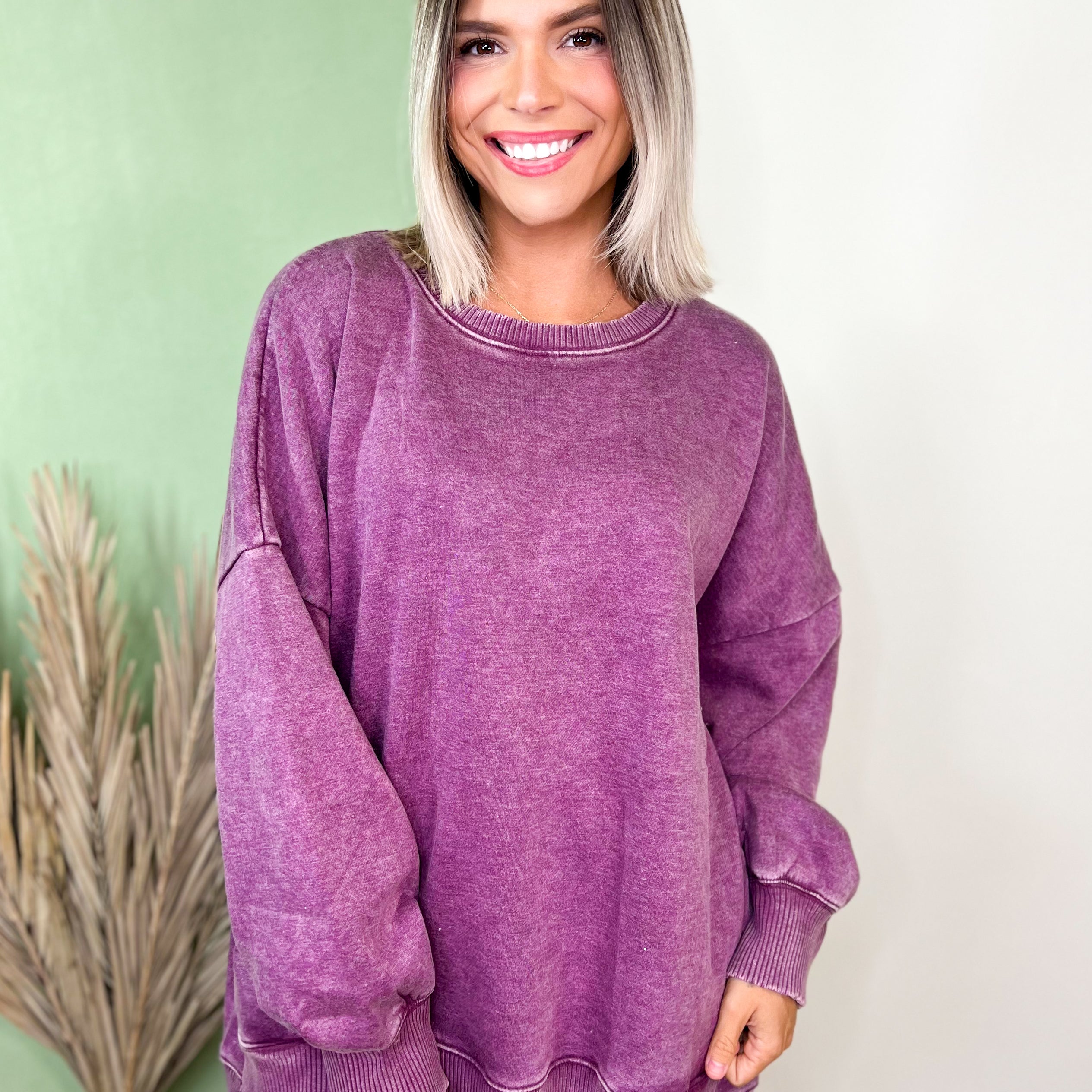 Restock: Picked Just for You Pullover-120 LONG SLEEVE TOPS-ZENANA-Heathered Boho Boutique, Women's Fashion and Accessories in Palmetto, FL