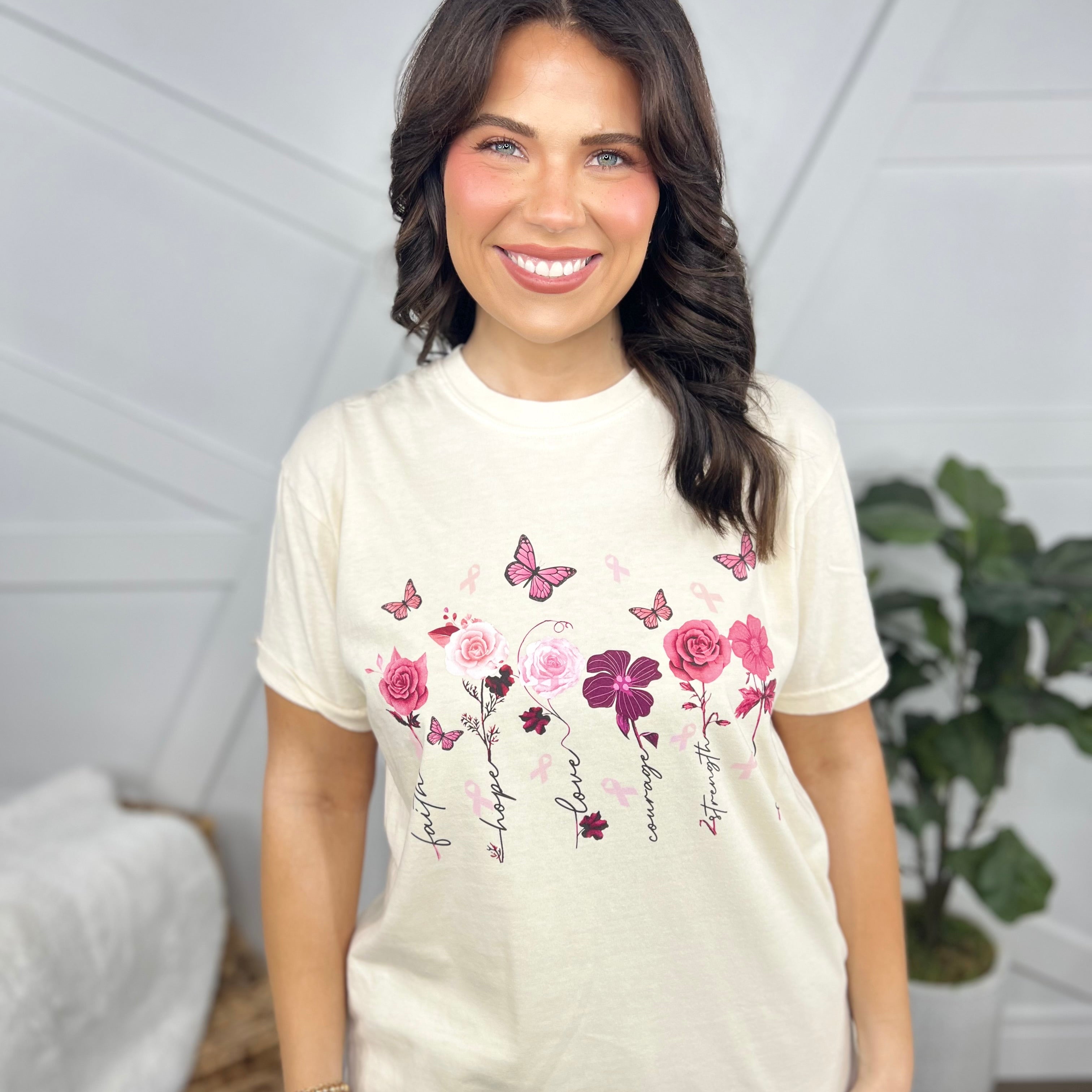 BCA Butterfly Garden Graphic Tee - Ivory-130 Graphic Tees-Heathered Boho-Heathered Boho Boutique, Women's Fashion and Accessories in Palmetto, FL