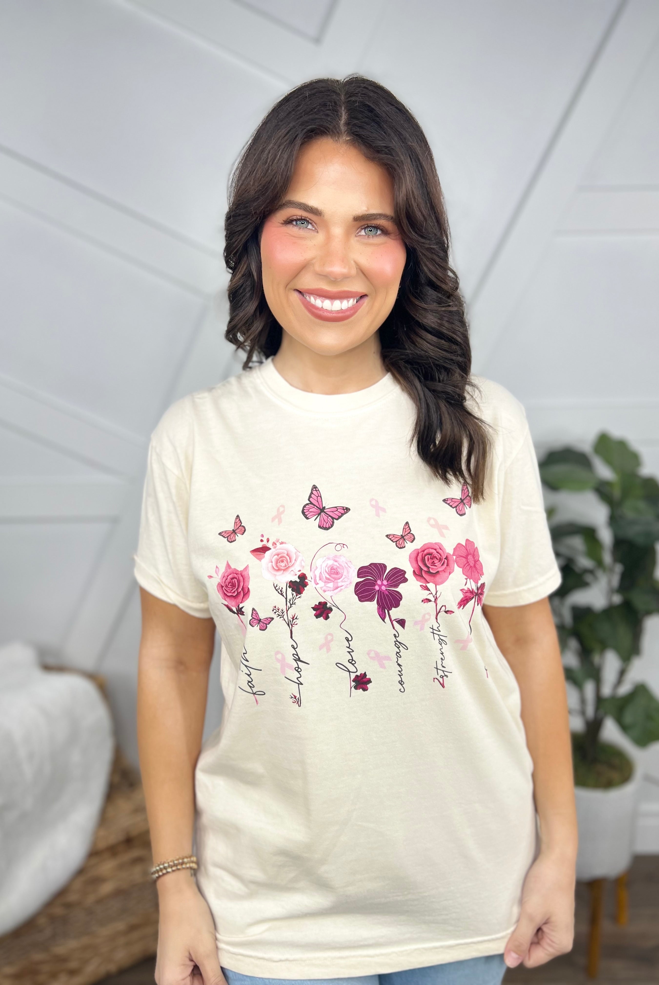 BCA Butterfly Garden Graphic Tee - Ivory-130 Graphic Tees-Heathered Boho-Heathered Boho Boutique, Women's Fashion and Accessories in Palmetto, FL