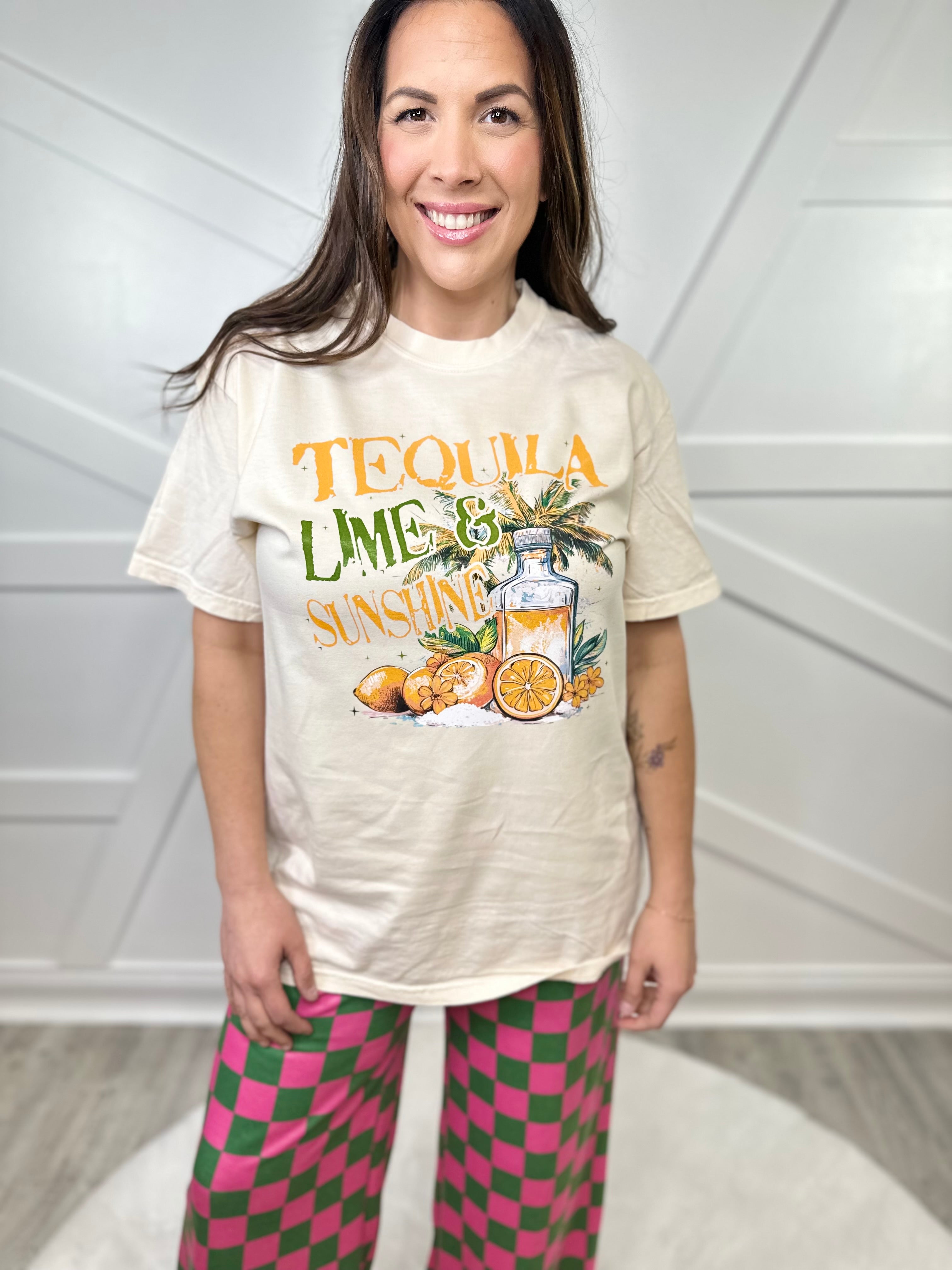Tequila Lime & Sunshine Graphic Tee-130 Graphic Tees-Heathered Boho-Heathered Boho Boutique, Women's Fashion and Accessories in Palmetto, FL