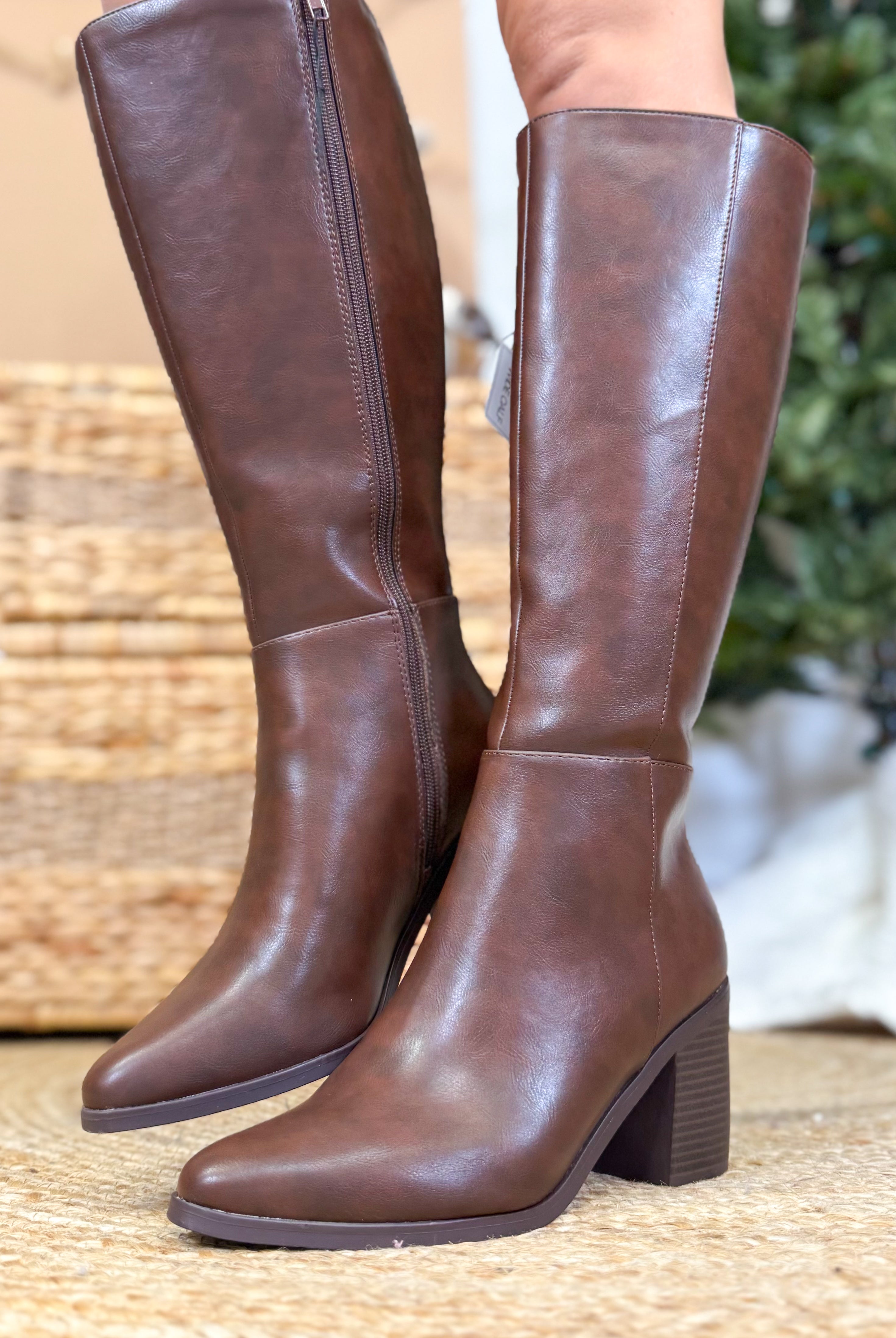Talk Wide Calf Boots - Brown-350 SHOES-Fortune Dynamic-Heathered Boho Boutique, Women's Fashion and Accessories in Palmetto, FL