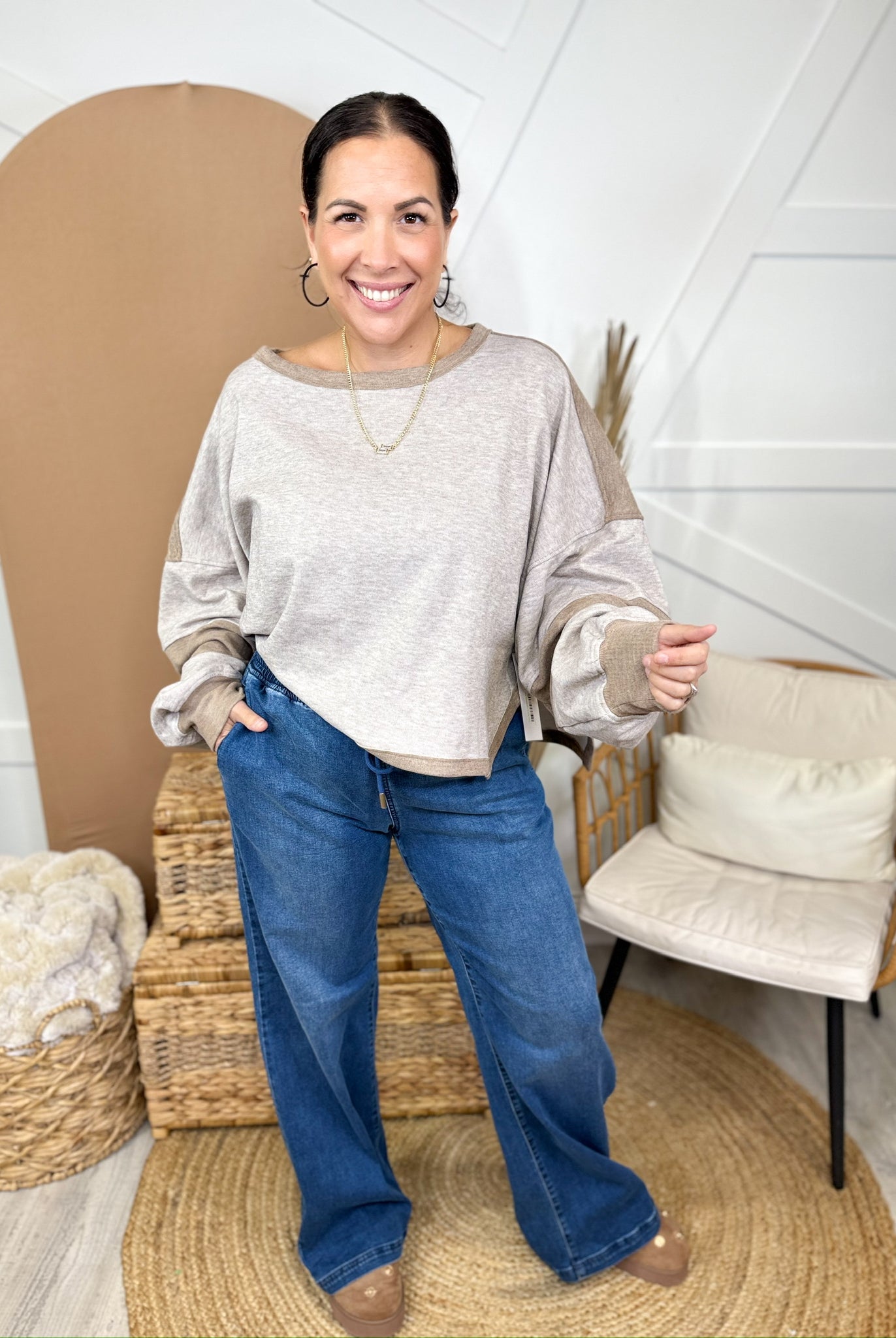 Your Turn Long Sleeve Top-120 LONG SLEEVE TOPS-WHITE BIRCH-Heathered Boho Boutique, Women's Fashion and Accessories in Palmetto, FL