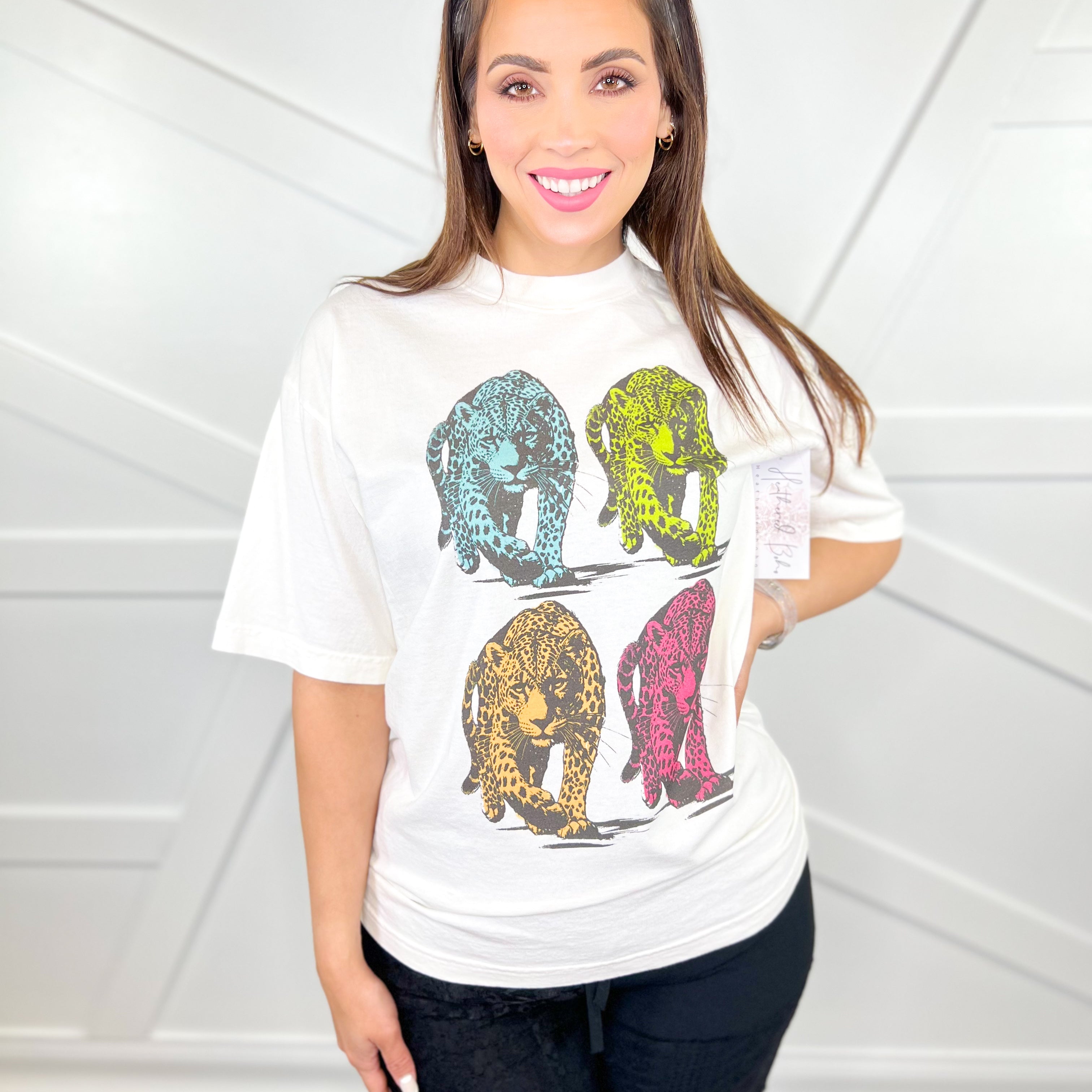 Cheetah Power Graphic Tee-130 Graphic Tees-JADE BY JANE-Heathered Boho Boutique, Women's Fashion and Accessories in Palmetto, FL