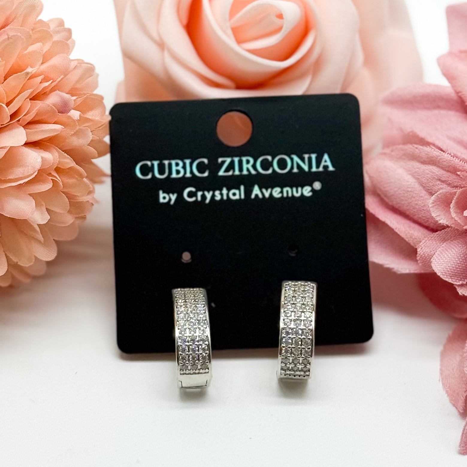 CZ Round Huggie Hoop Earring-310 Jewelry-RM Manufacturing-Heathered Boho Boutique, Women's Fashion and Accessories in Palmetto, FL