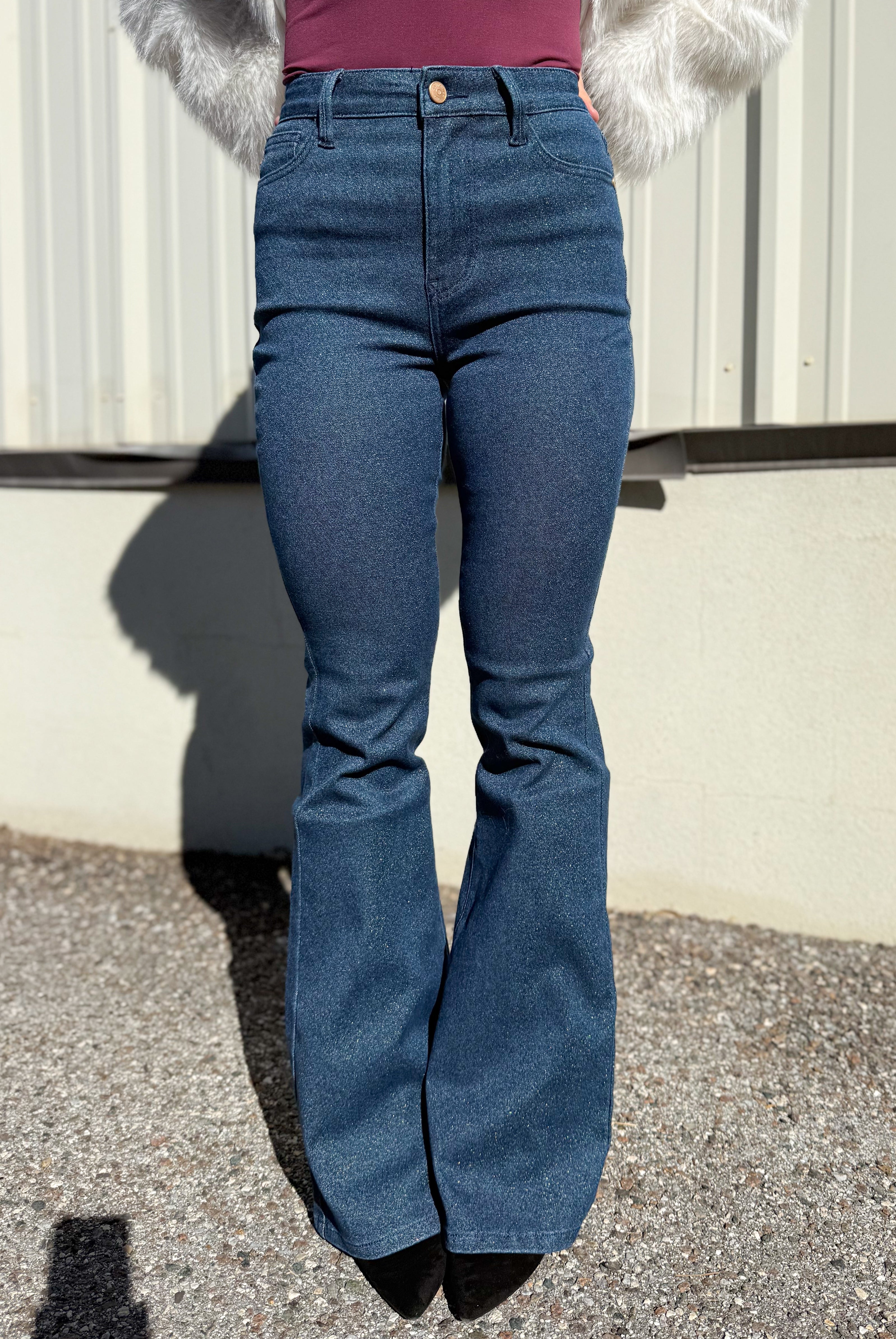 Twinkling Flare Jeans by Judy Blue-190 JEANS-Judy Blue-Heathered Boho Boutique, Women's Fashion and Accessories in Palmetto, FL