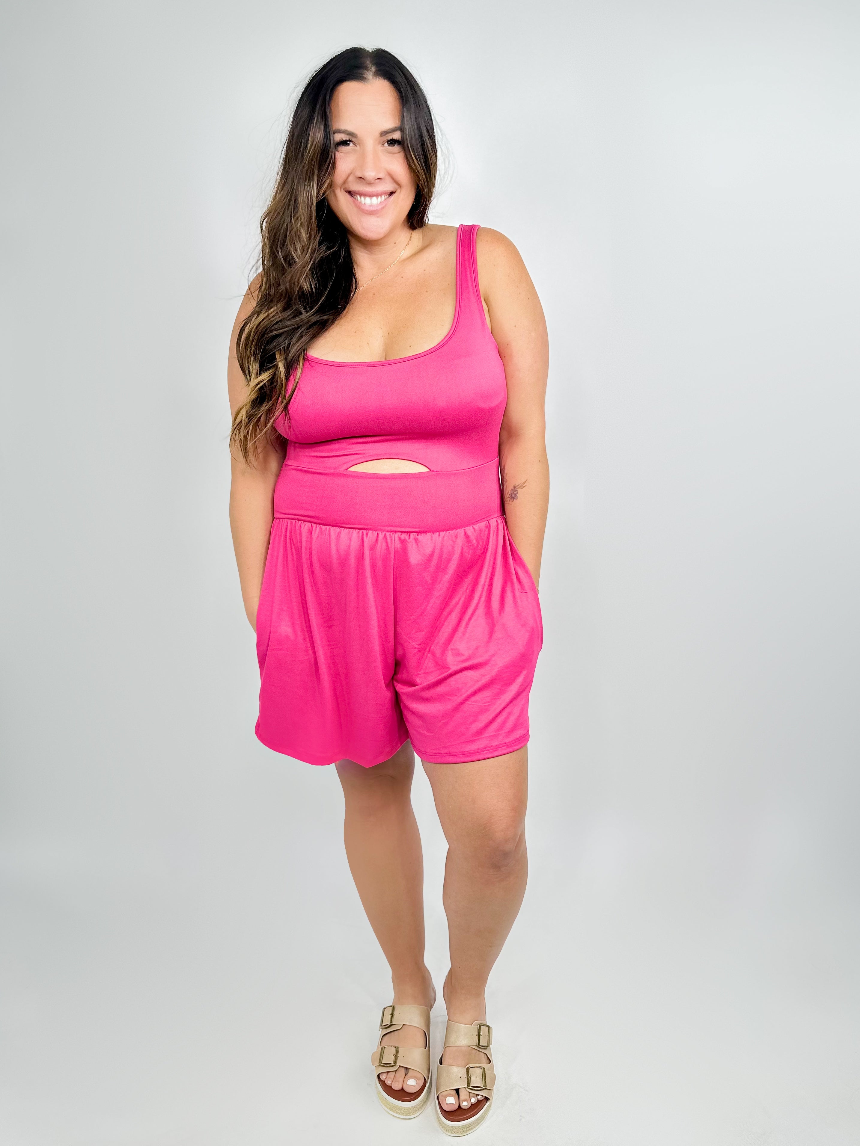 Passenger Princess No Bra Needed Romper - Fuchsia-230 Dresses/Jumpsuits/Rompers-Eldridge-Heathered Boho Boutique, Women's Fashion and Accessories in Palmetto, FL