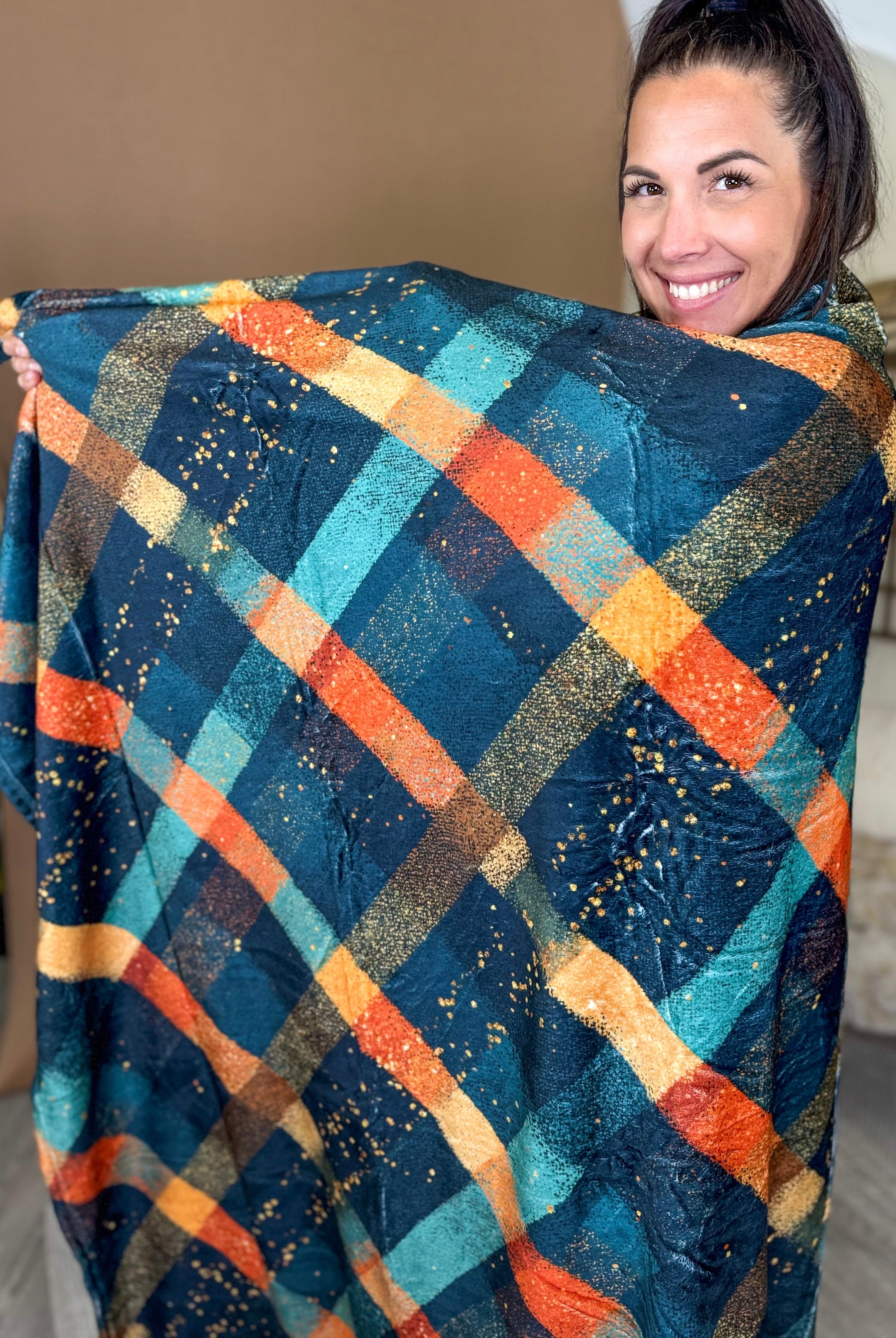 Golden Hour Plaid Blanket-340 OTHER ACCESSORIES-ALIBABA-Heathered Boho Boutique, Women's Fashion and Accessories in Palmetto, FL