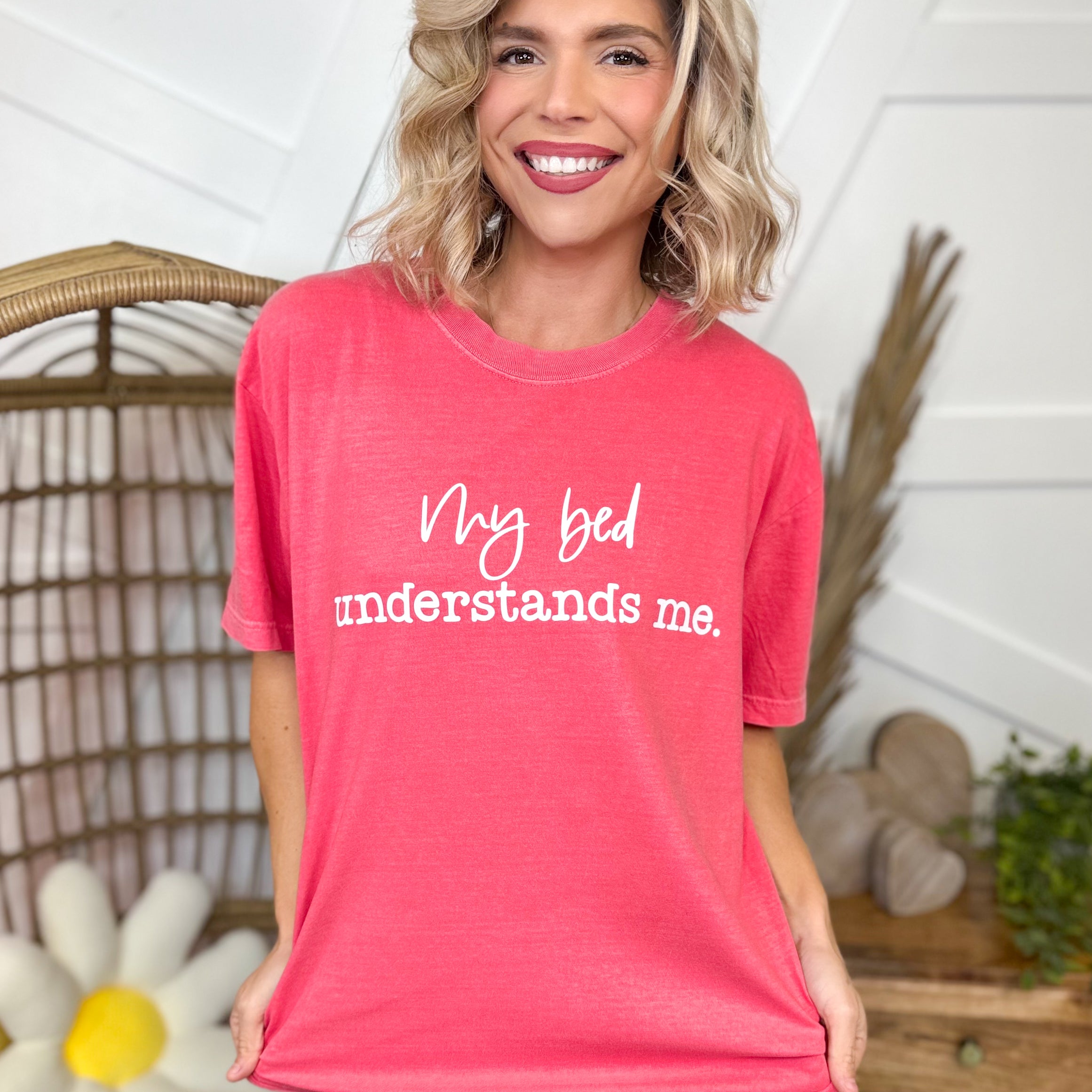 My Bed Understands Me Graphic Tee-Watermelon-130 Graphic Tees-Heathered Boho-Heathered Boho Boutique, Women's Fashion and Accessories in Palmetto, FL