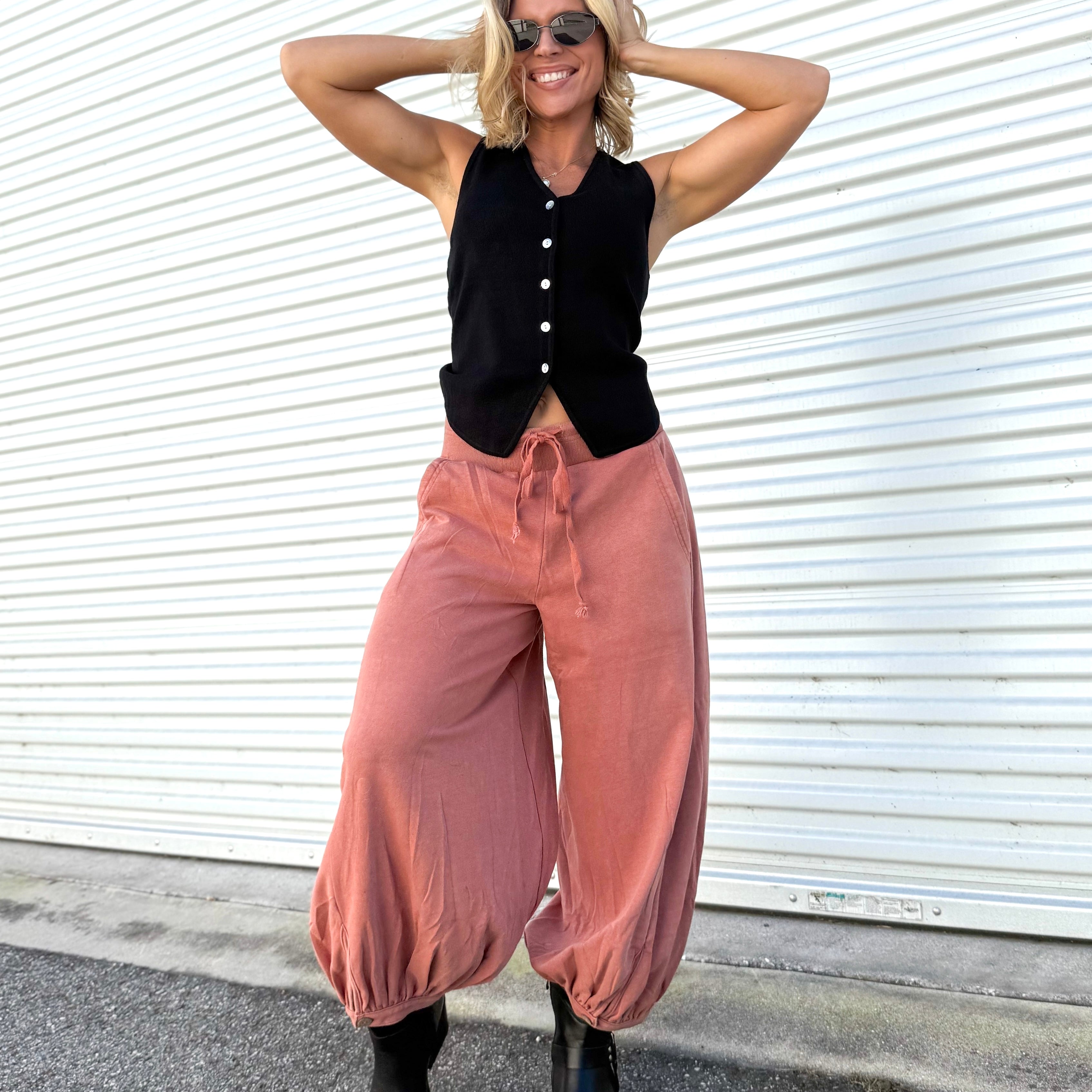 Restock: To the Sky Capri Bubble Pants-150 PANTS-Oddi-Heathered Boho Boutique, Women's Fashion and Accessories in Palmetto, FL