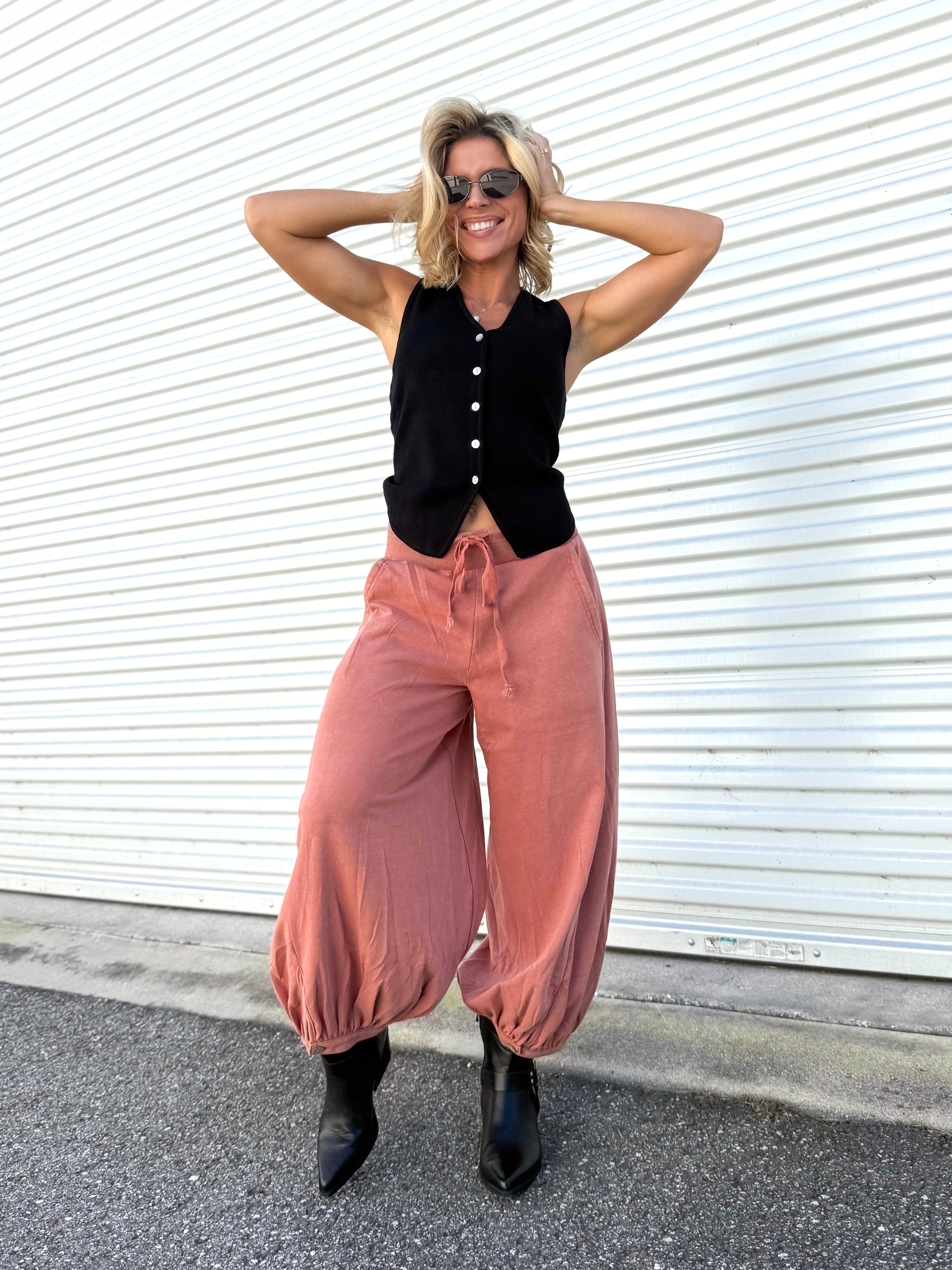 Restock: To the Sky Capri Bubble Pants-150 PANTS-Oddi-Heathered Boho Boutique, Women's Fashion and Accessories in Palmetto, FL