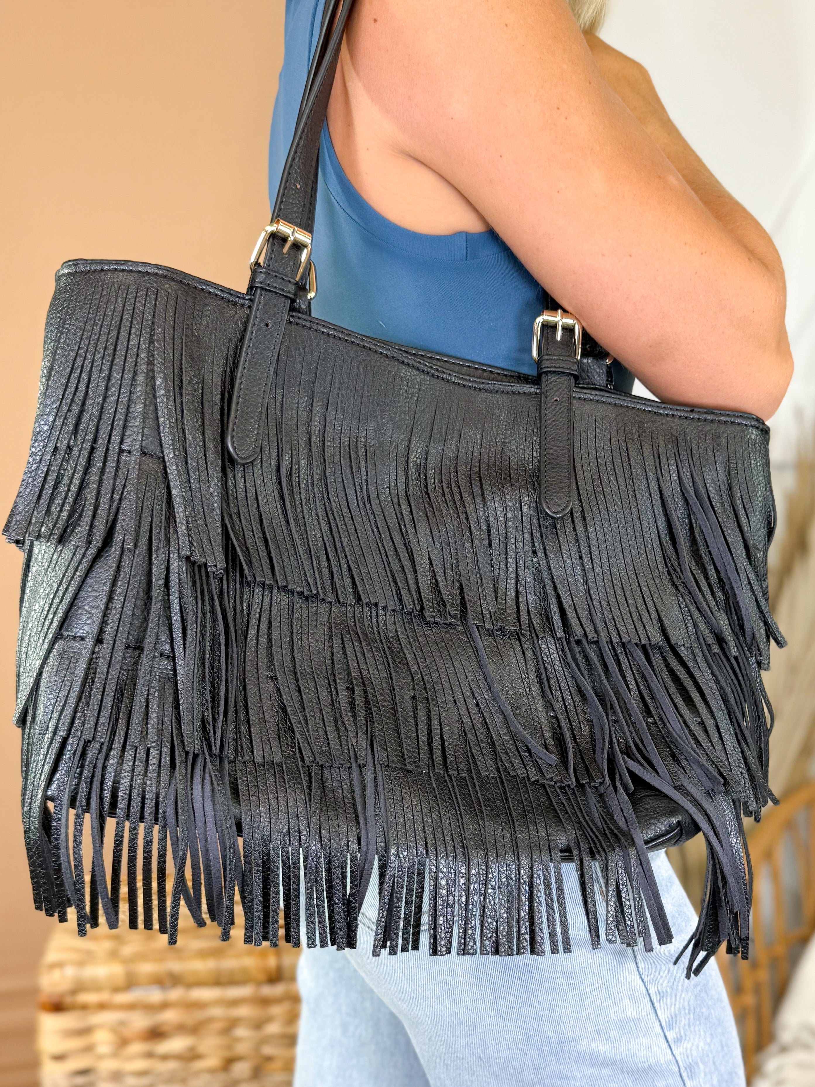 Fun With Fringe Hand Bag-320 Bags-Tops Handbags-Heathered Boho Boutique, Women's Fashion and Accessories in Palmetto, FL