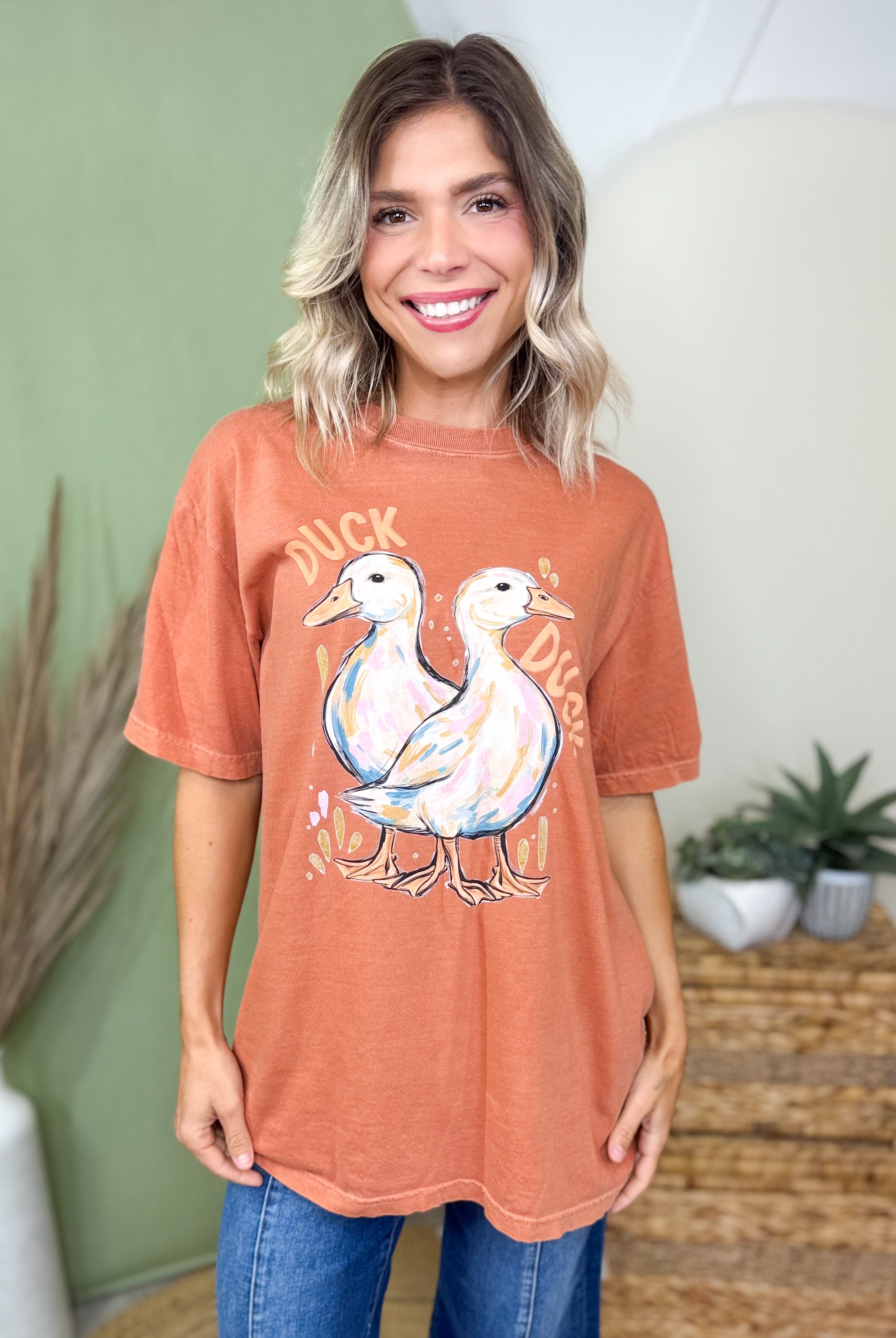 Duck Duck Goose Graphic Tee-130 Graphic Tees-Heathered Boho-Heathered Boho Boutique, Women's Fashion and Accessories in Palmetto, FL