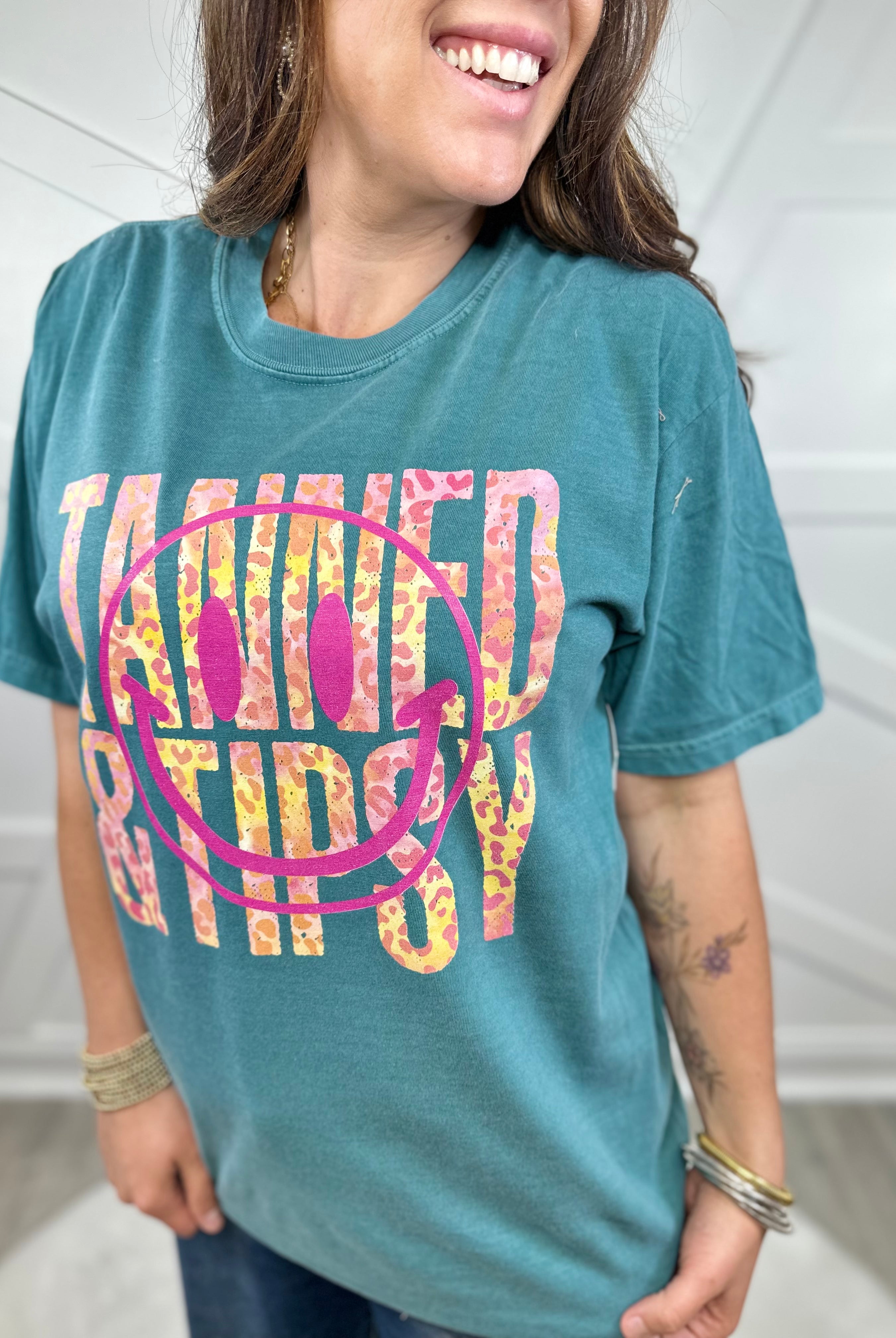 Tanned and Tipsy Graphic Tee-130 Graphic Tees-Heathered Boho-Heathered Boho Boutique, Women's Fashion and Accessories in Palmetto, FL