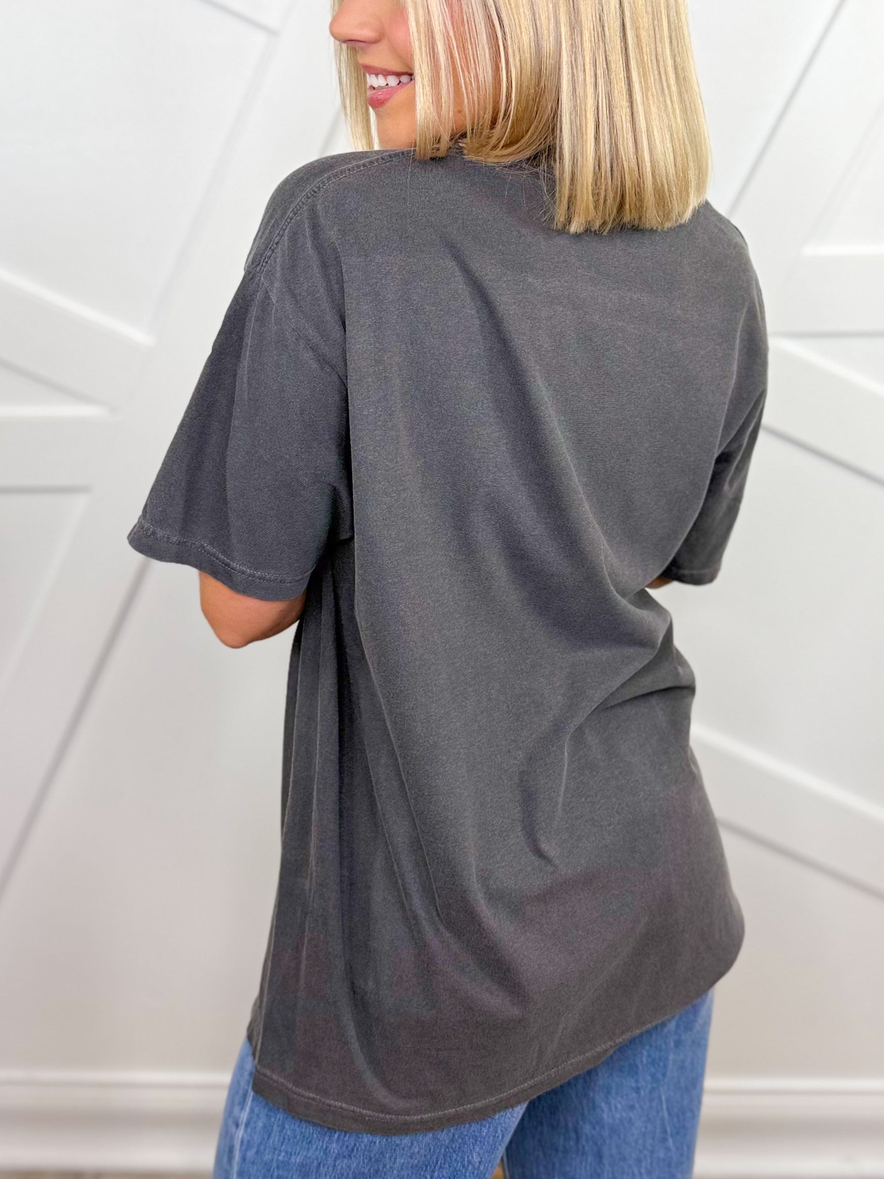 Checkered Pumpkin Graphic Tee-120 Long Sleeve Tops-Heathered Boho-Heathered Boho Boutique, Women's Fashion and Accessories in Palmetto, FL