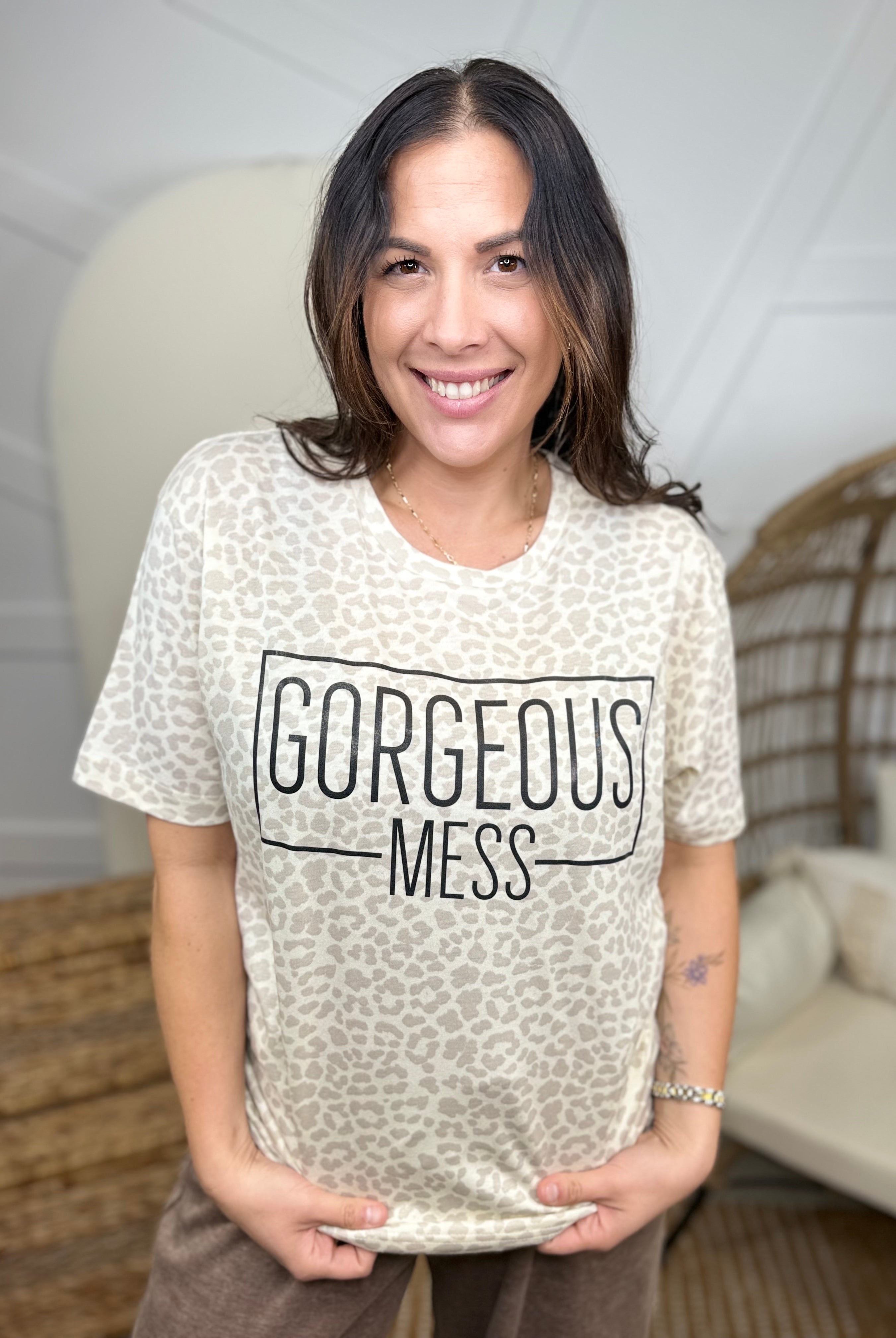 Gorgeous Mess Graphic Tee-130 Graphic Tees-Heathered Boho-Heathered Boho Boutique, Women's Fashion and Accessories in Palmetto, FL