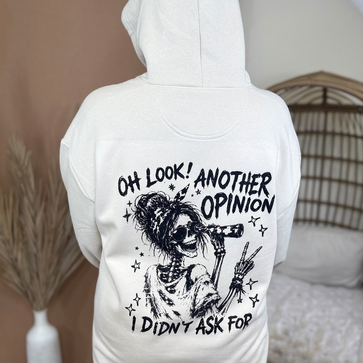 Skeleton Another Opinion w/ Pocket Graphic Hoodie-210 Hoodies-Heathered Boho-Heathered Boho Boutique, Women's Fashion and Accessories in Palmetto, FL