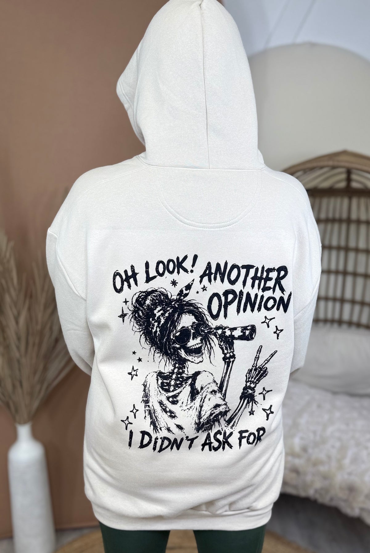Skeleton Another Opinion w/ Pocket Graphic Hoodie-210 Hoodies-Heathered Boho-Heathered Boho Boutique, Women's Fashion and Accessories in Palmetto, FL