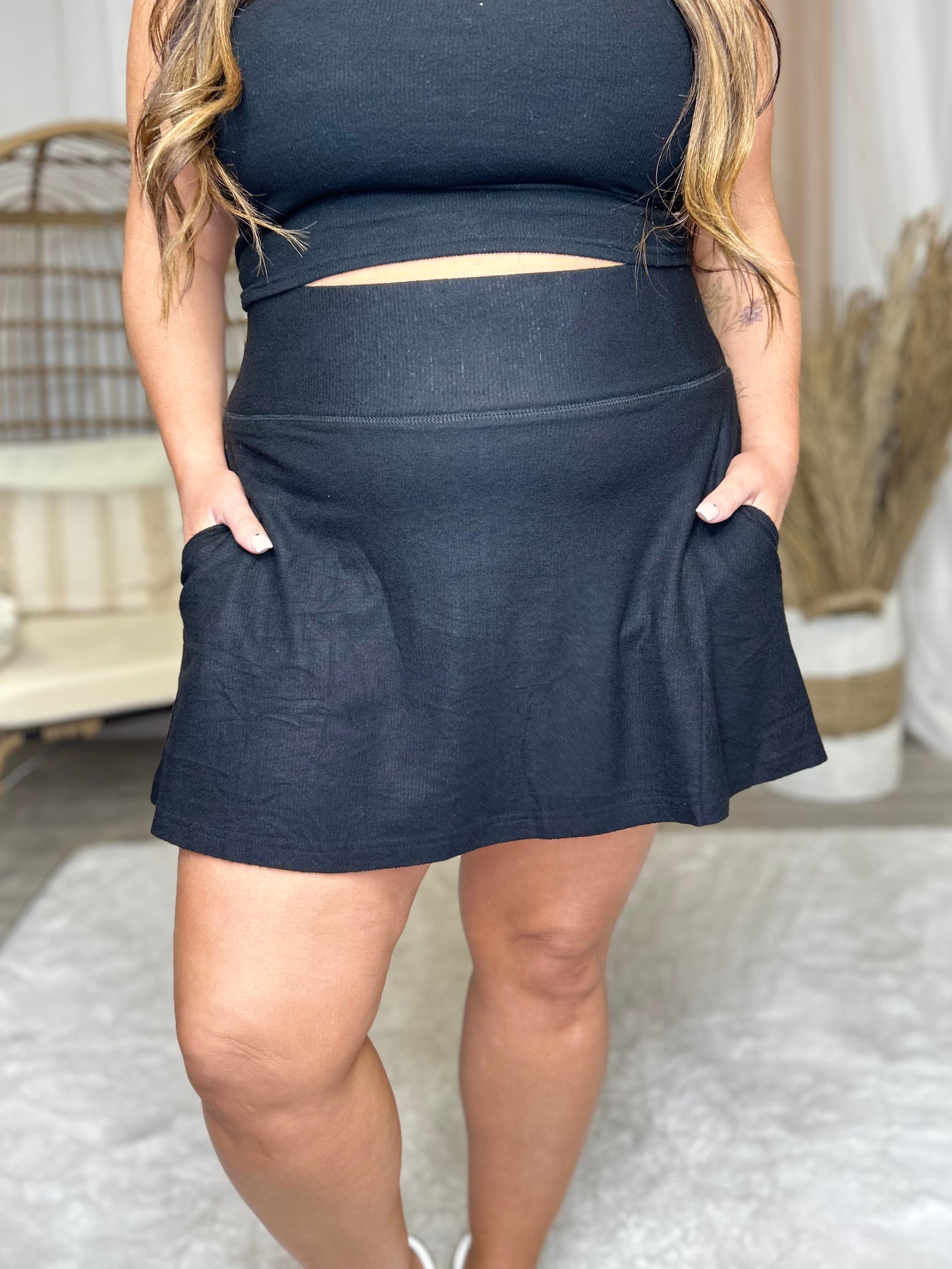 Doorbuster: Match Made Skort-170 Skort/ Skirt-White Birch-Heathered Boho Boutique, Women's Fashion and Accessories in Palmetto, FL