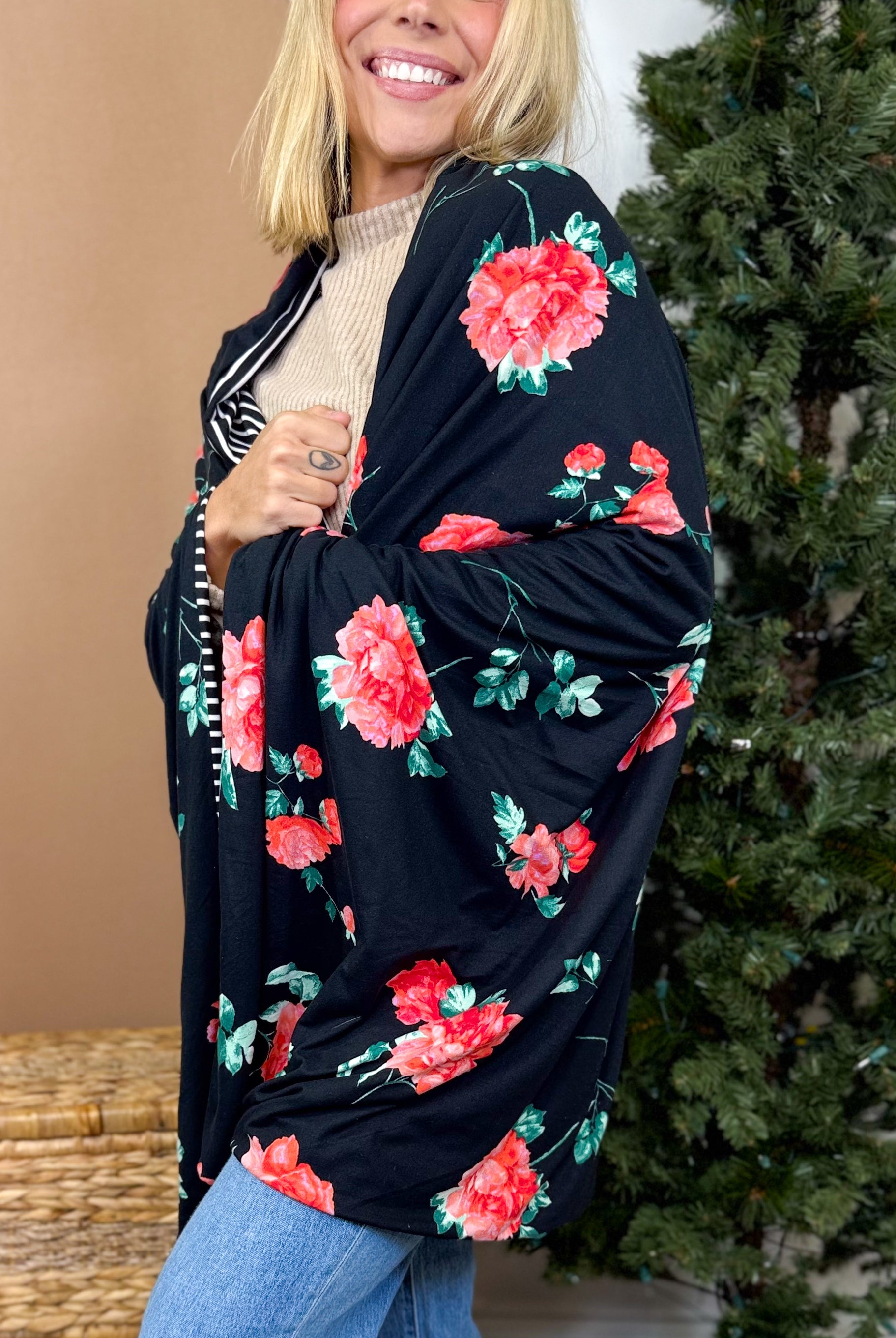 Black Tie Bloom Dreamer Blanket-340 Other Accessories-Heathered Boho-Heathered Boho Boutique, Women's Fashion and Accessories in Palmetto, FL