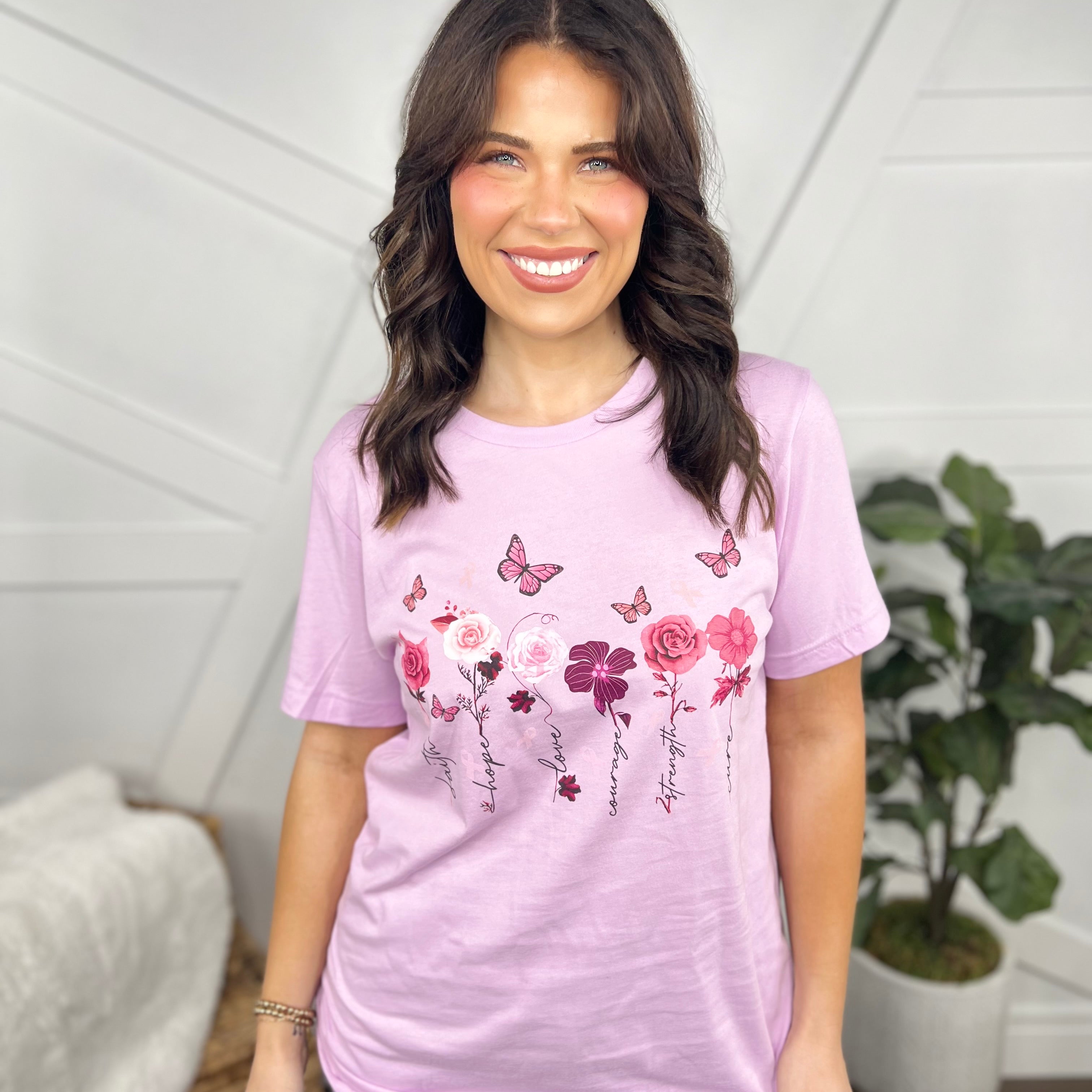 BCA Butterfly Garden Graphic Tee - LIlac-130 Graphic Tees-Heathered Boho-Heathered Boho Boutique, Women's Fashion and Accessories in Palmetto, FL