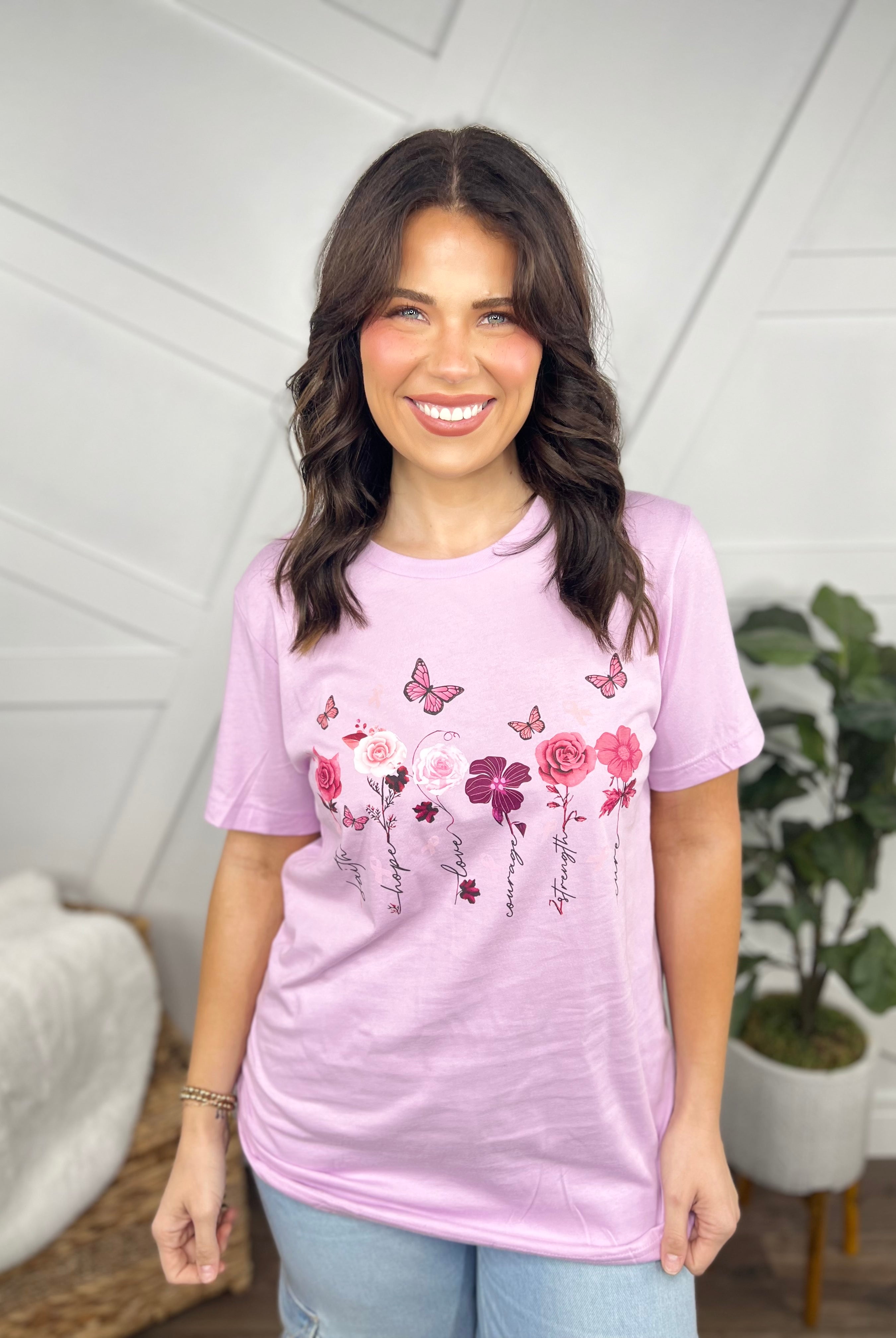 BCA Butterfly Garden Graphic Tee - LIlac-130 Graphic Tees-Heathered Boho-Heathered Boho Boutique, Women's Fashion and Accessories in Palmetto, FL