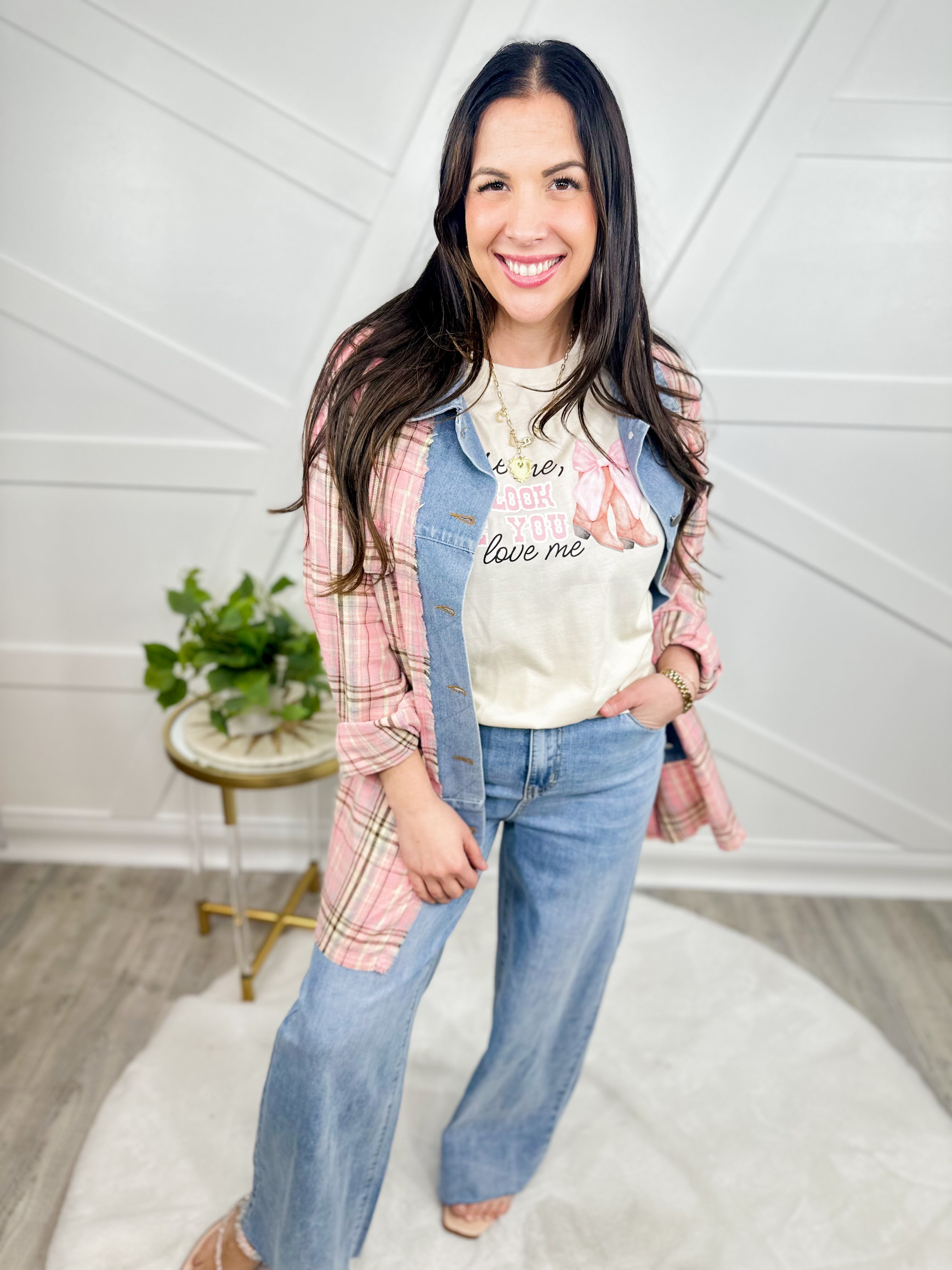 Look Like You Love Me Graphic Long Sleeve-130 Graphic Tees-Heathered Boho-Heathered Boho Boutique, Women's Fashion and Accessories in Palmetto, FL