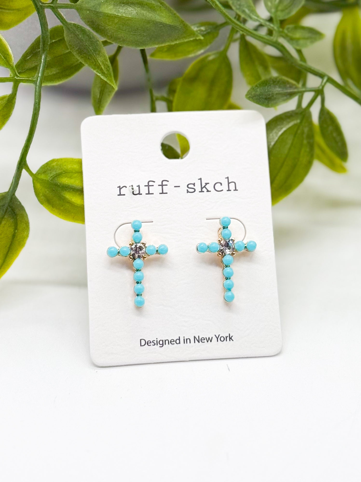Pearl Cross Earring-310 Jewelry-Rough Sketch-Heathered Boho Boutique, Women's Fashion and Accessories in Palmetto, FL