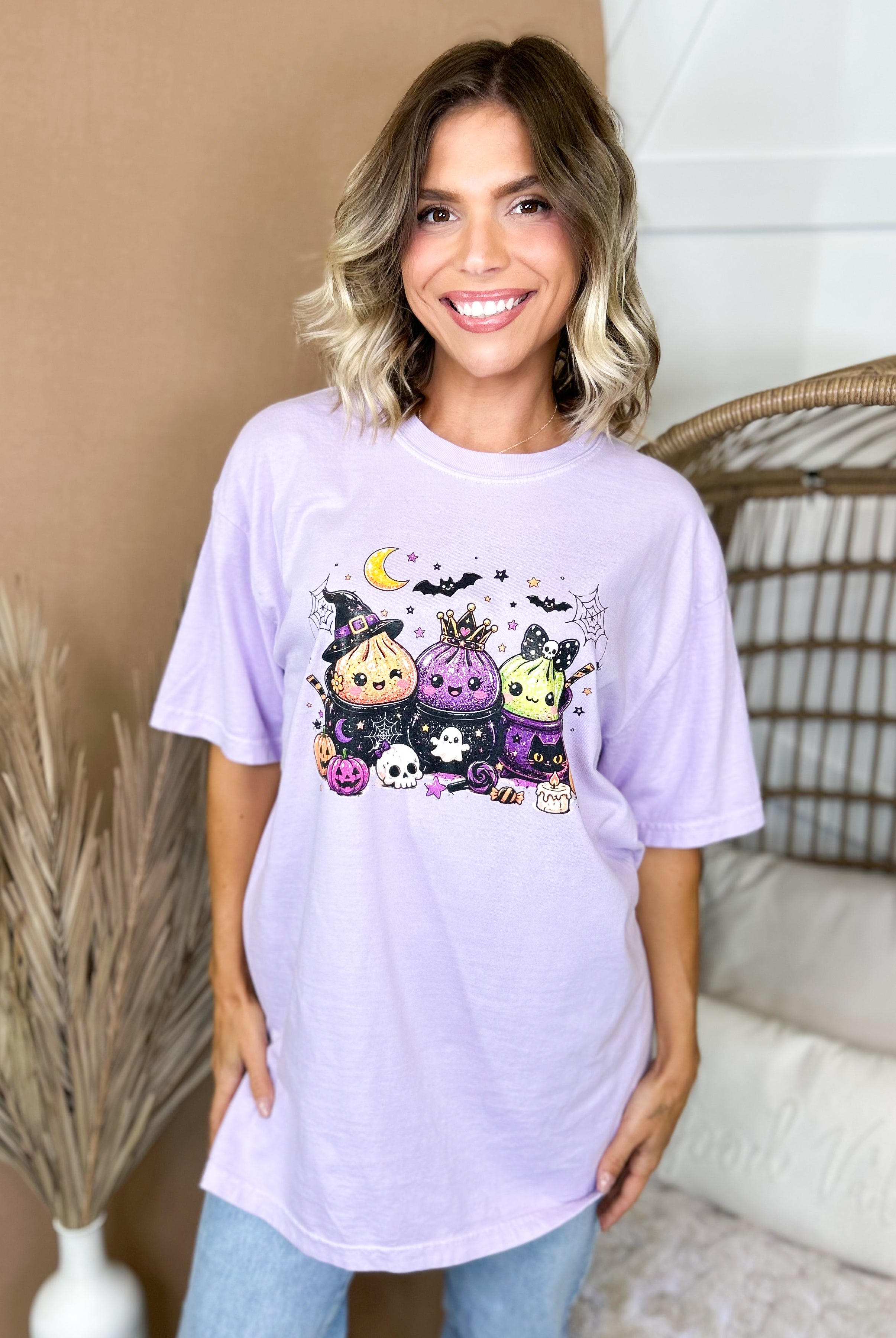 Halloween Dumplings Graphic Tee-130 Graphic Tees-Heathered Boho-Heathered Boho Boutique, Women's Fashion and Accessories in Palmetto, FL