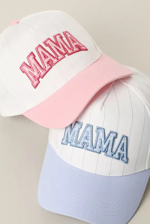 Mama Pinstriped Trucker Hat-330 Headwear-Fashion City-Heathered Boho Boutique, Women's Fashion and Accessories in Palmetto, FL