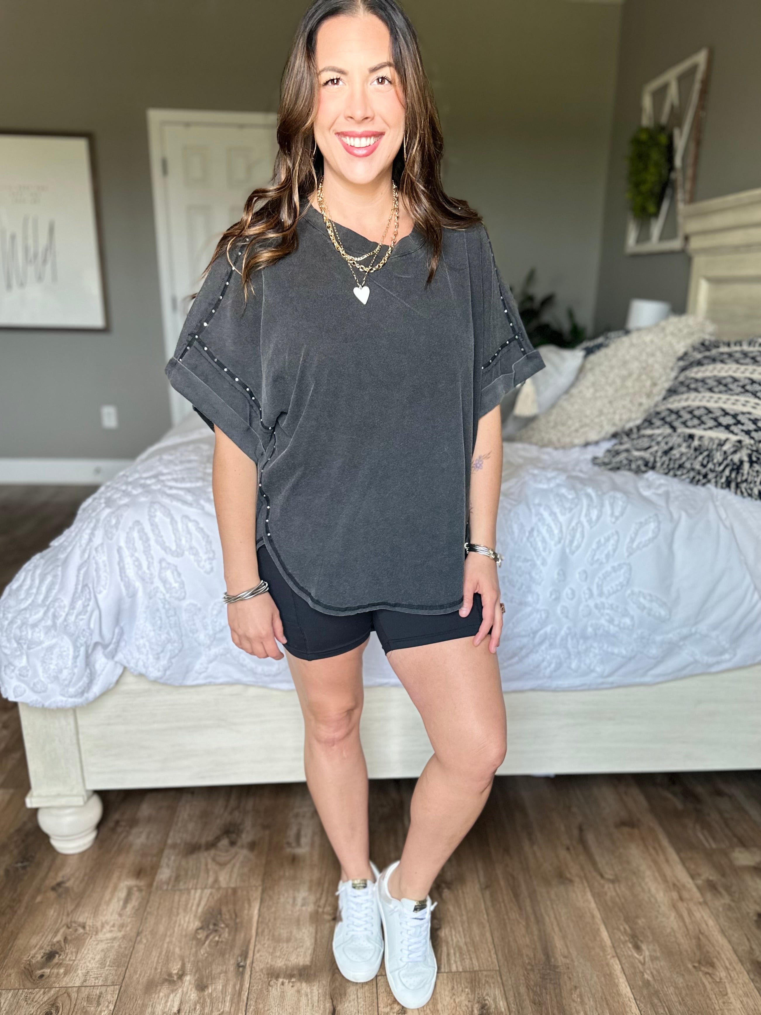 Sweet Talk Top-110 SHORT SLEEVE TOP-White Birch-Heathered Boho Boutique, Women's Fashion and Accessories in Palmetto, FL