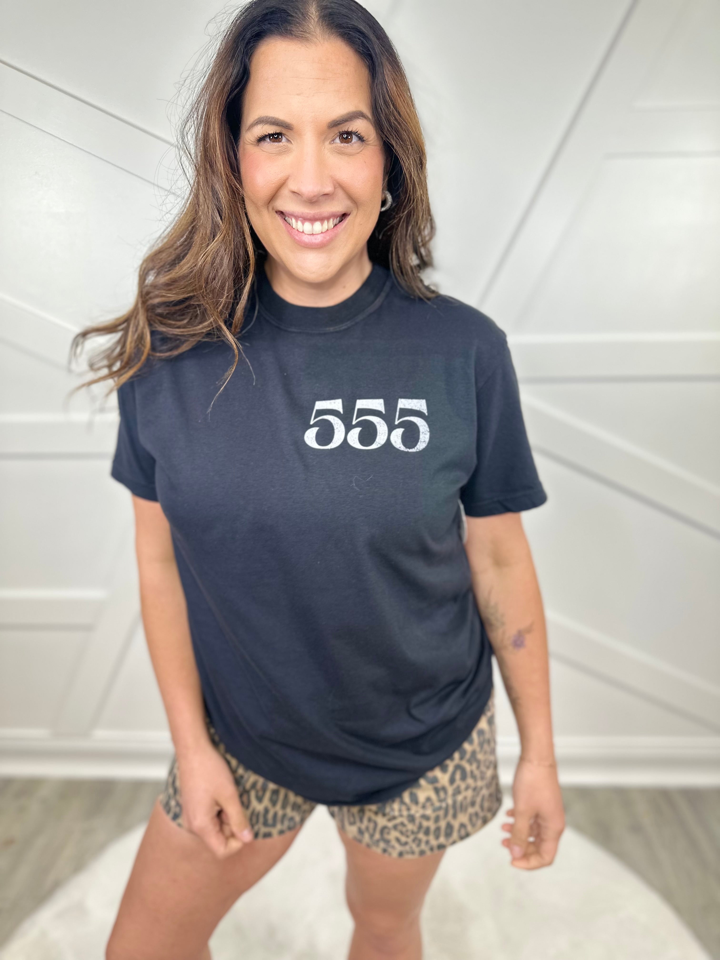 555 Angel Numbers Graphic Tee-130 Graphic Tees-Heathered Boho-Heathered Boho Boutique, Women's Fashion and Accessories in Palmetto, FL