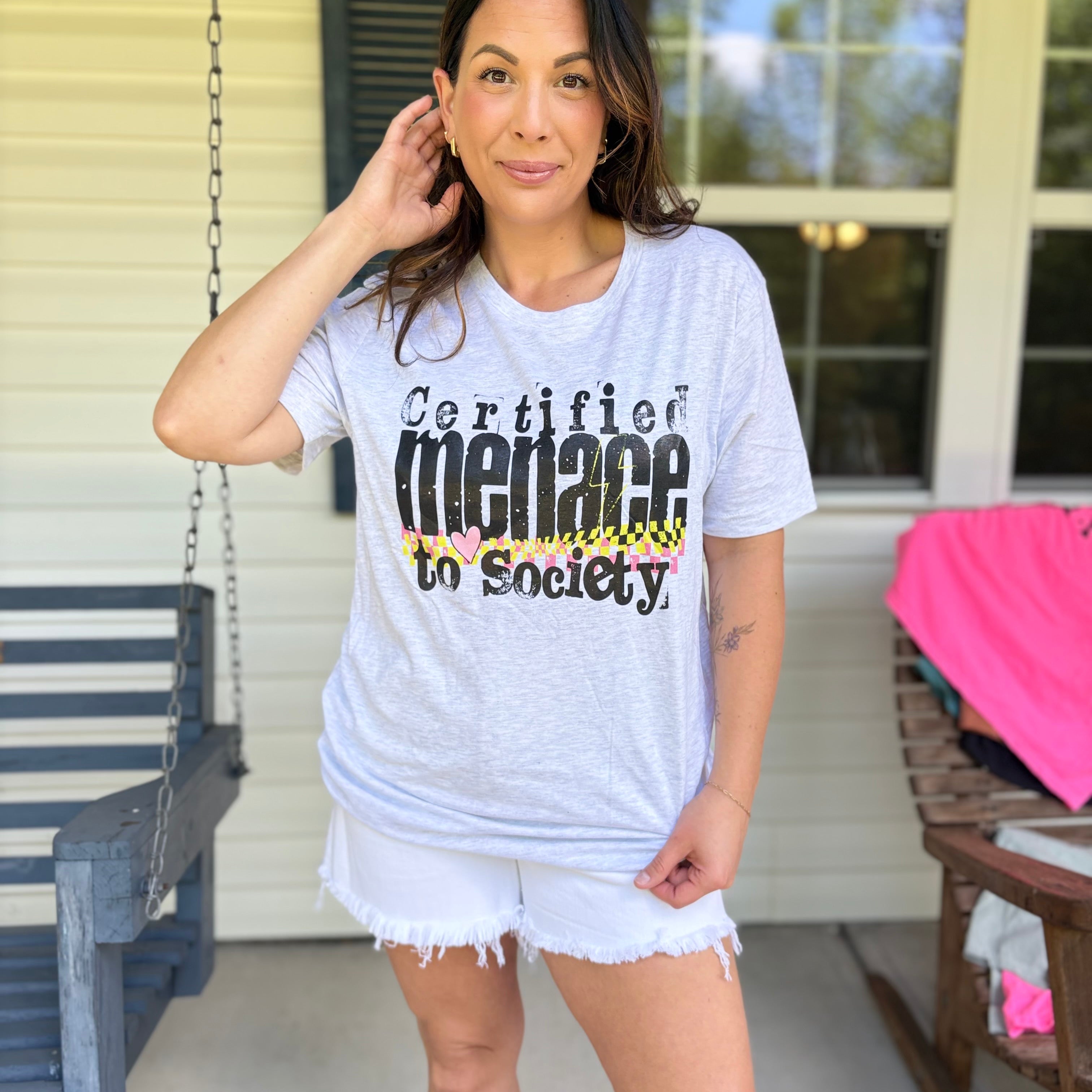 Menace to Society Graphic Tee-130 Graphic Tees-Heathered Boho-Heathered Boho Boutique, Women's Fashion and Accessories in Palmetto, FL