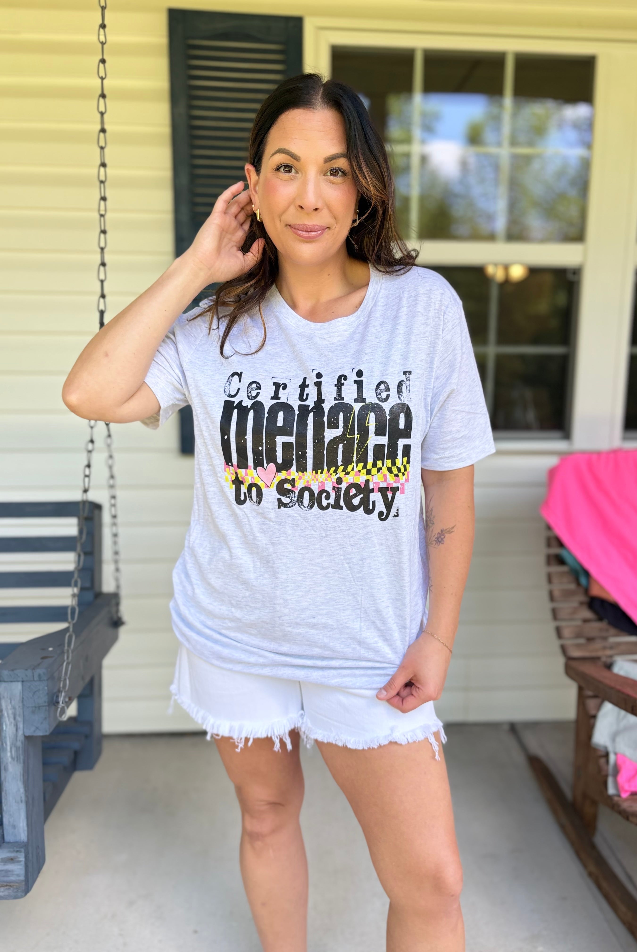 Menace to Society Graphic Tee-130 Graphic Tees-Heathered Boho-Heathered Boho Boutique, Women's Fashion and Accessories in Palmetto, FL