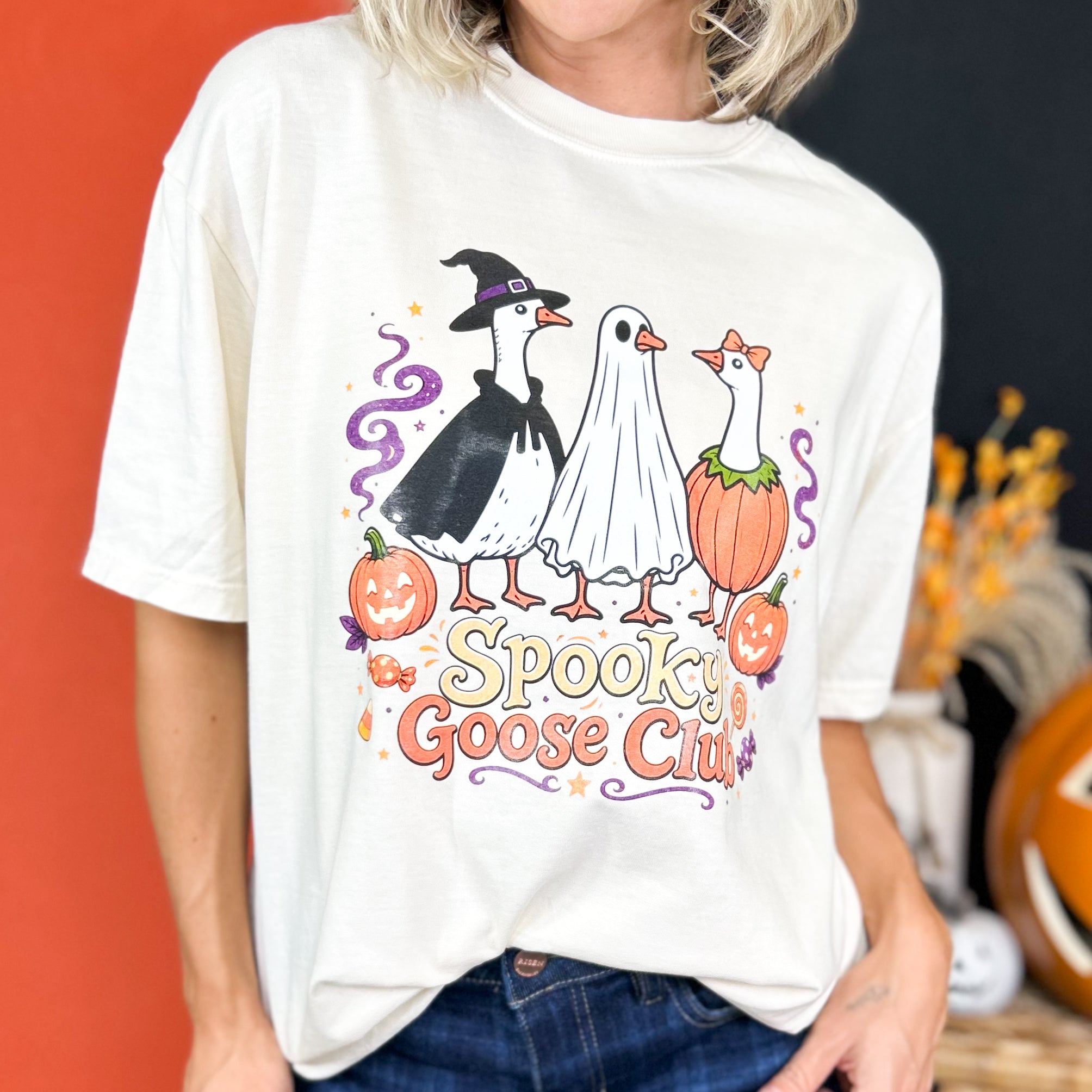 Spooky Goose Club Graphic Tee-130 Graphic Tees-Heathered Boho-Heathered Boho Boutique, Women's Fashion and Accessories in Palmetto, FL