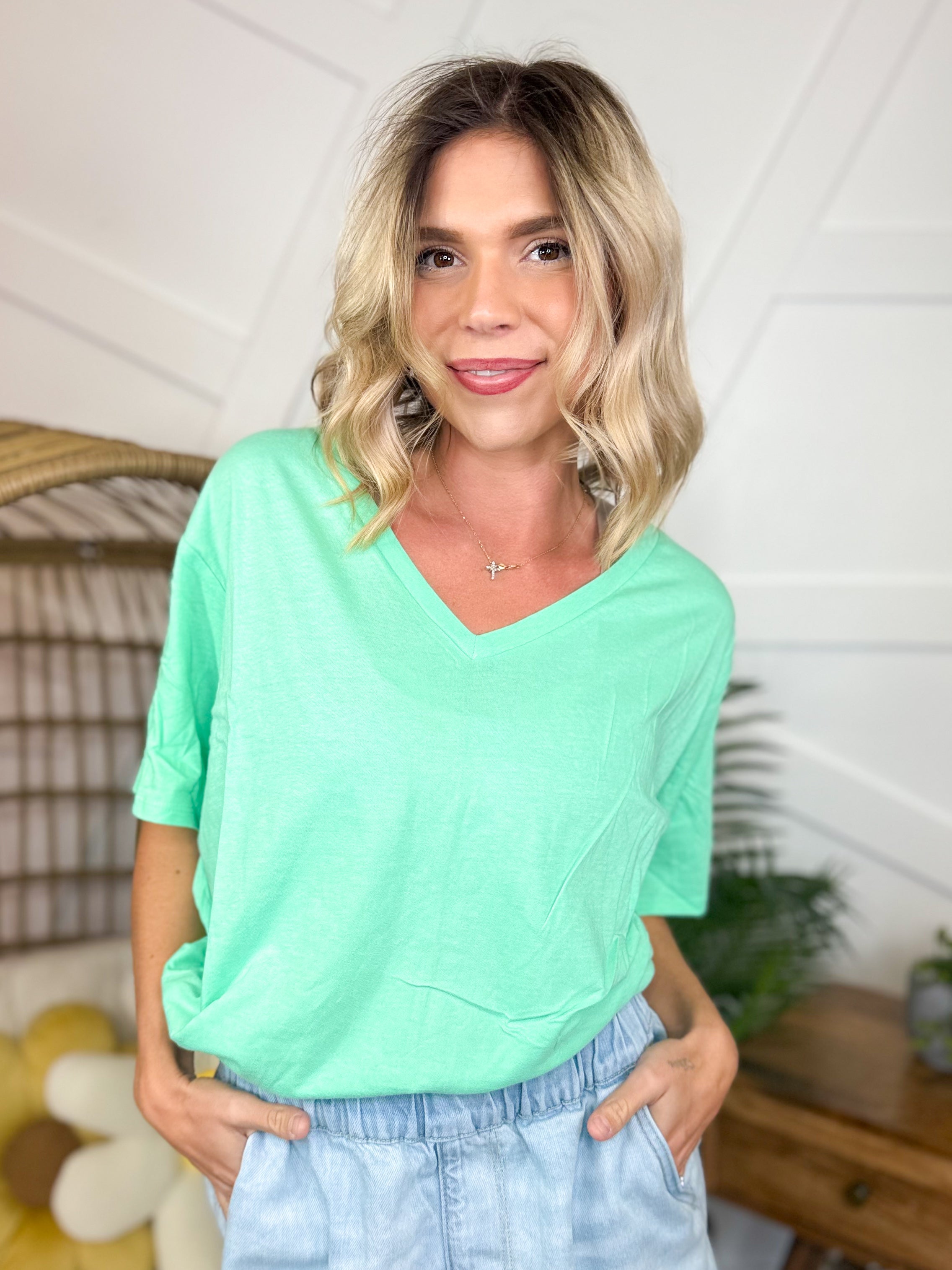 The Compliment Top-110 SHORT SLEEVE TOP-ZENANA-Heathered Boho Boutique, Women's Fashion and Accessories in Palmetto, FL