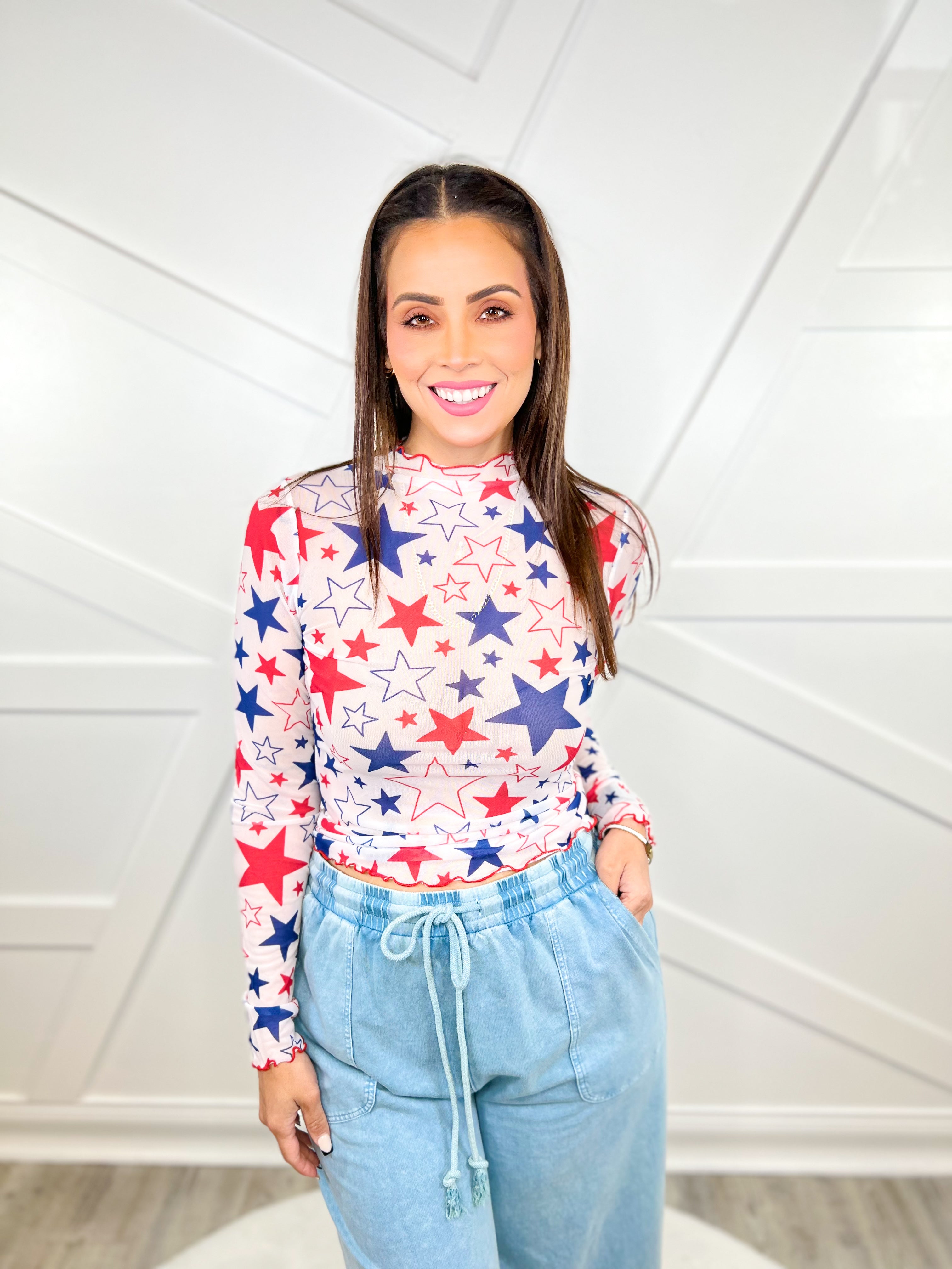 American Star Top-120 Long Sleeve Tops-Nylon Apparel-Heathered Boho Boutique, Women's Fashion and Accessories in Palmetto, FL