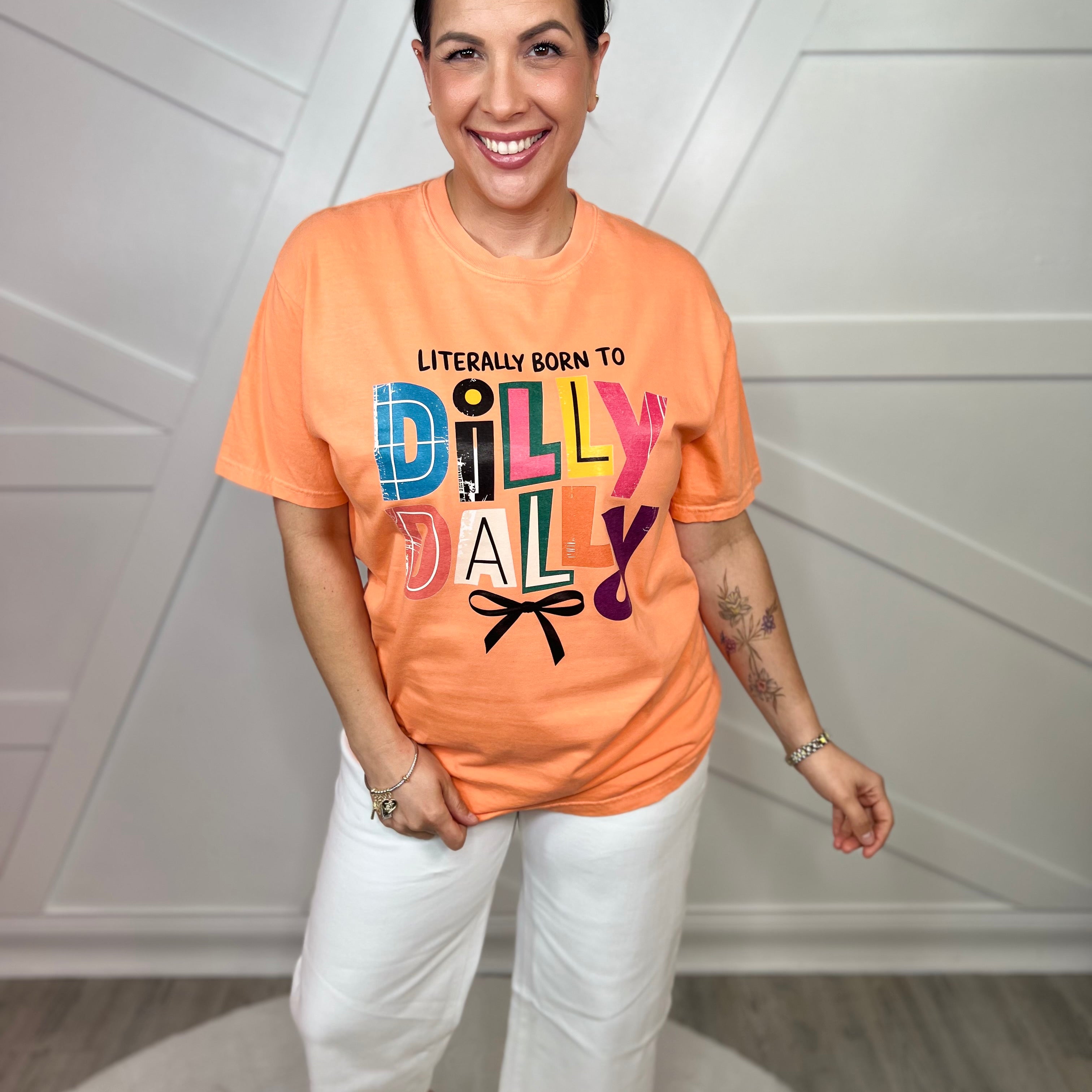 Born to Dilly Dally Graphic Tee-130 Graphic Tees-Heathered Boho-Heathered Boho Boutique, Women's Fashion and Accessories in Palmetto, FL