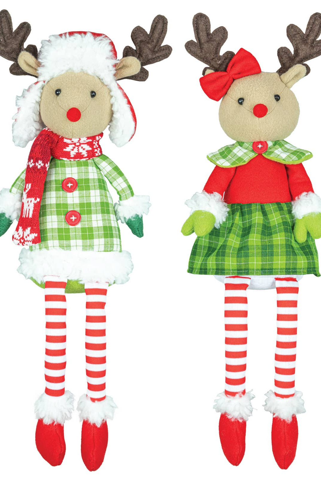 Peppermint Plaid Reindeer Dangle Leg-340 Other Accessories-Hanna's Handiworks-Heathered Boho Boutique, Women's Fashion and Accessories in Palmetto, FL