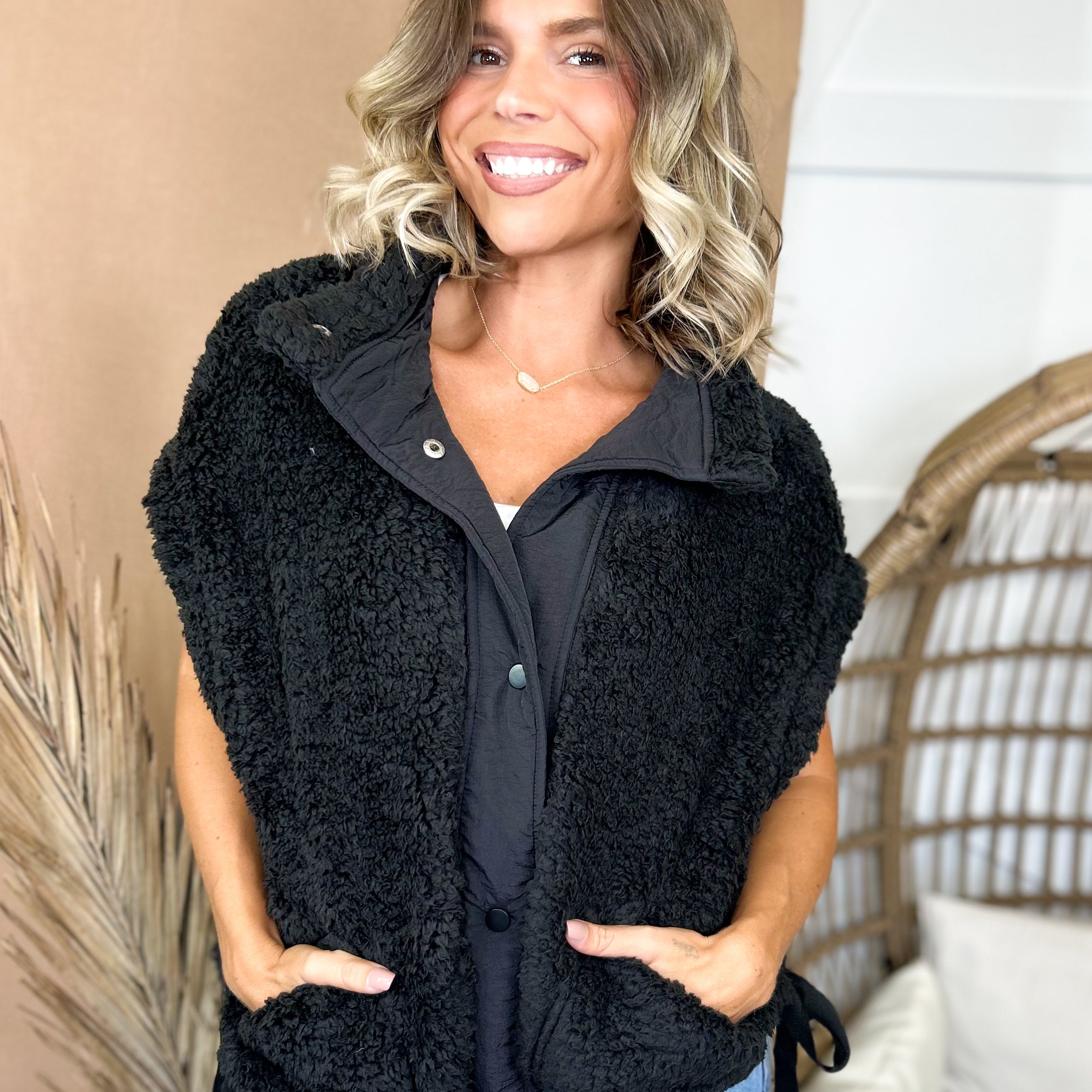 The Cozy Up Sherpa Vest-125 SWEATER-ZENANA-Heathered Boho Boutique, Women's Fashion and Accessories in Palmetto, FL