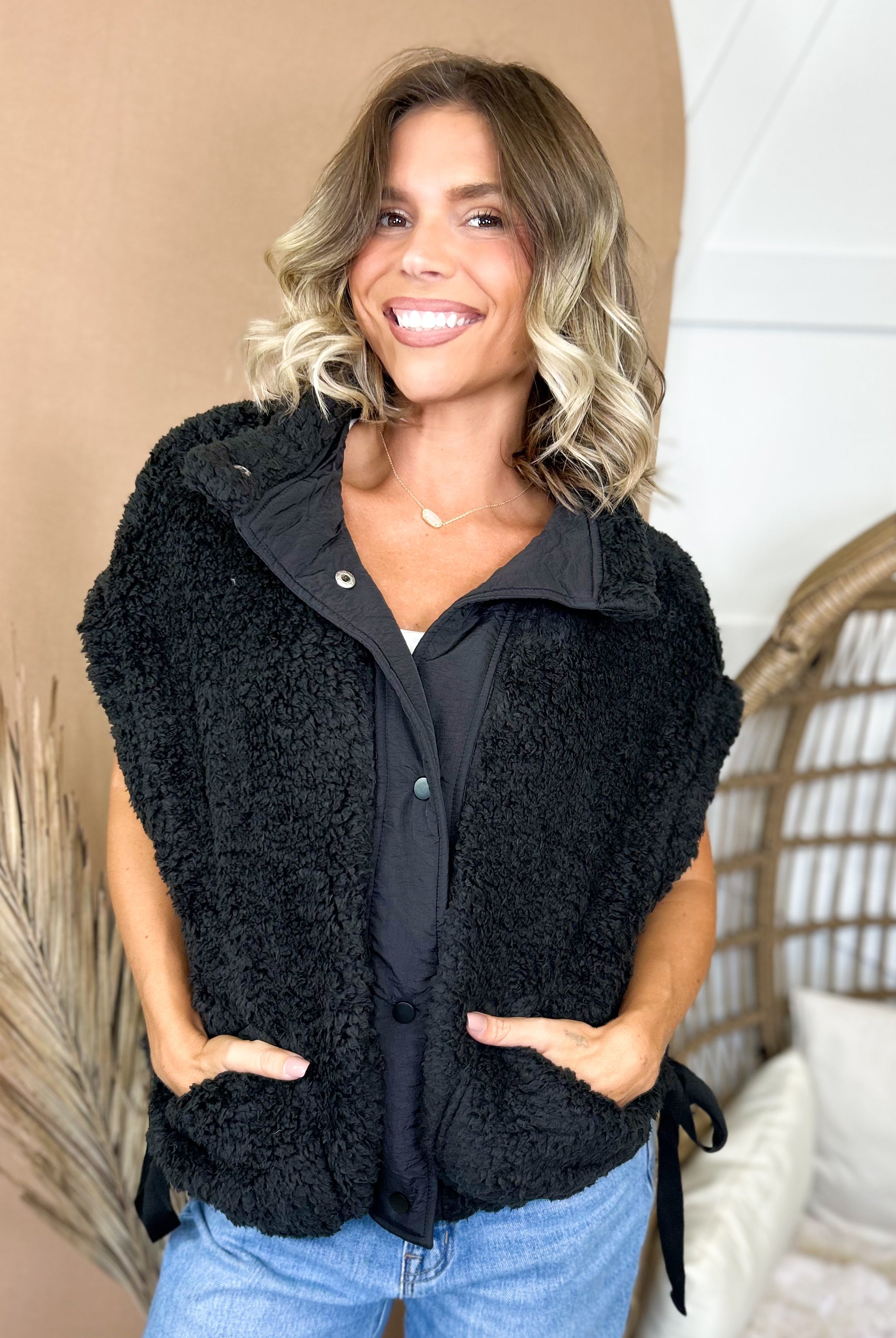 The Cozy Up Sherpa Vest-125 SWEATER-ZENANA-Heathered Boho Boutique, Women's Fashion and Accessories in Palmetto, FL