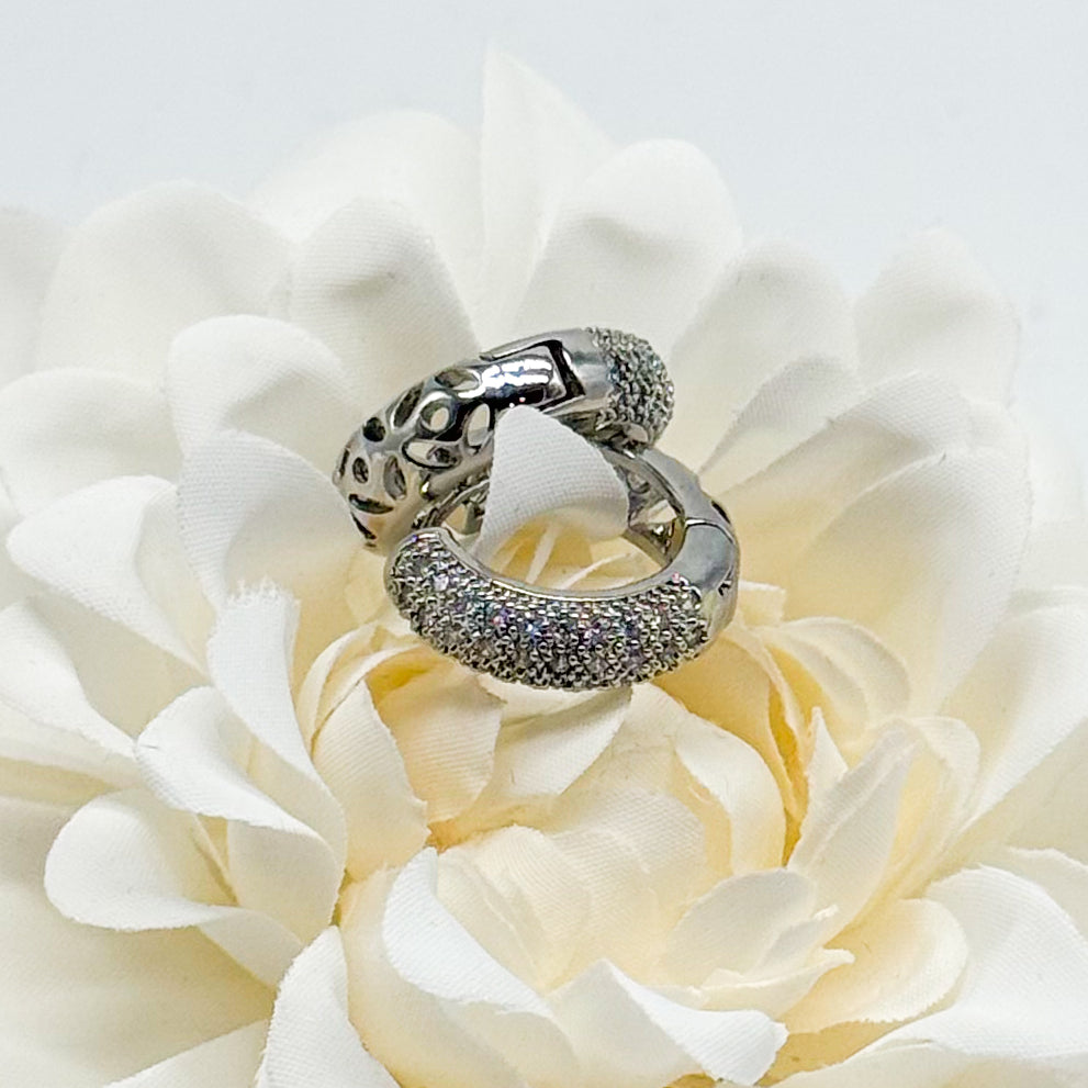 Double Design CZ Hoop Earring-310 Jewelry-Joseph Anthony NY, Inc-Heathered Boho Boutique, Women's Fashion and Accessories in Palmetto, FL