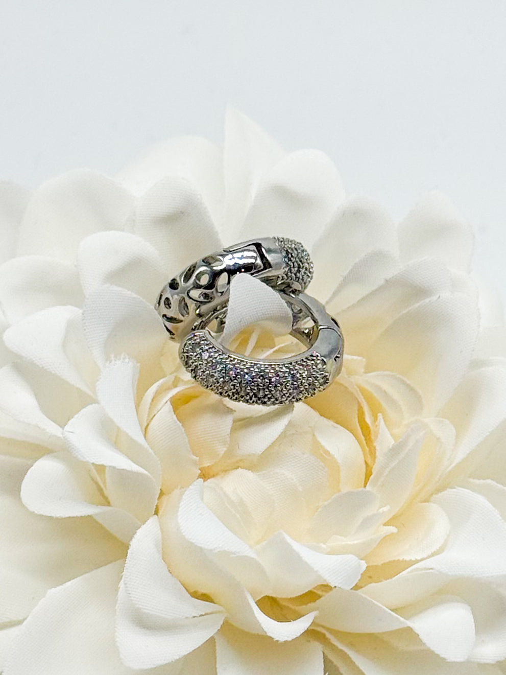 Double Design CZ Hoop Earring-310 Jewelry-Joseph Anthony NY, Inc-Heathered Boho Boutique, Women's Fashion and Accessories in Palmetto, FL