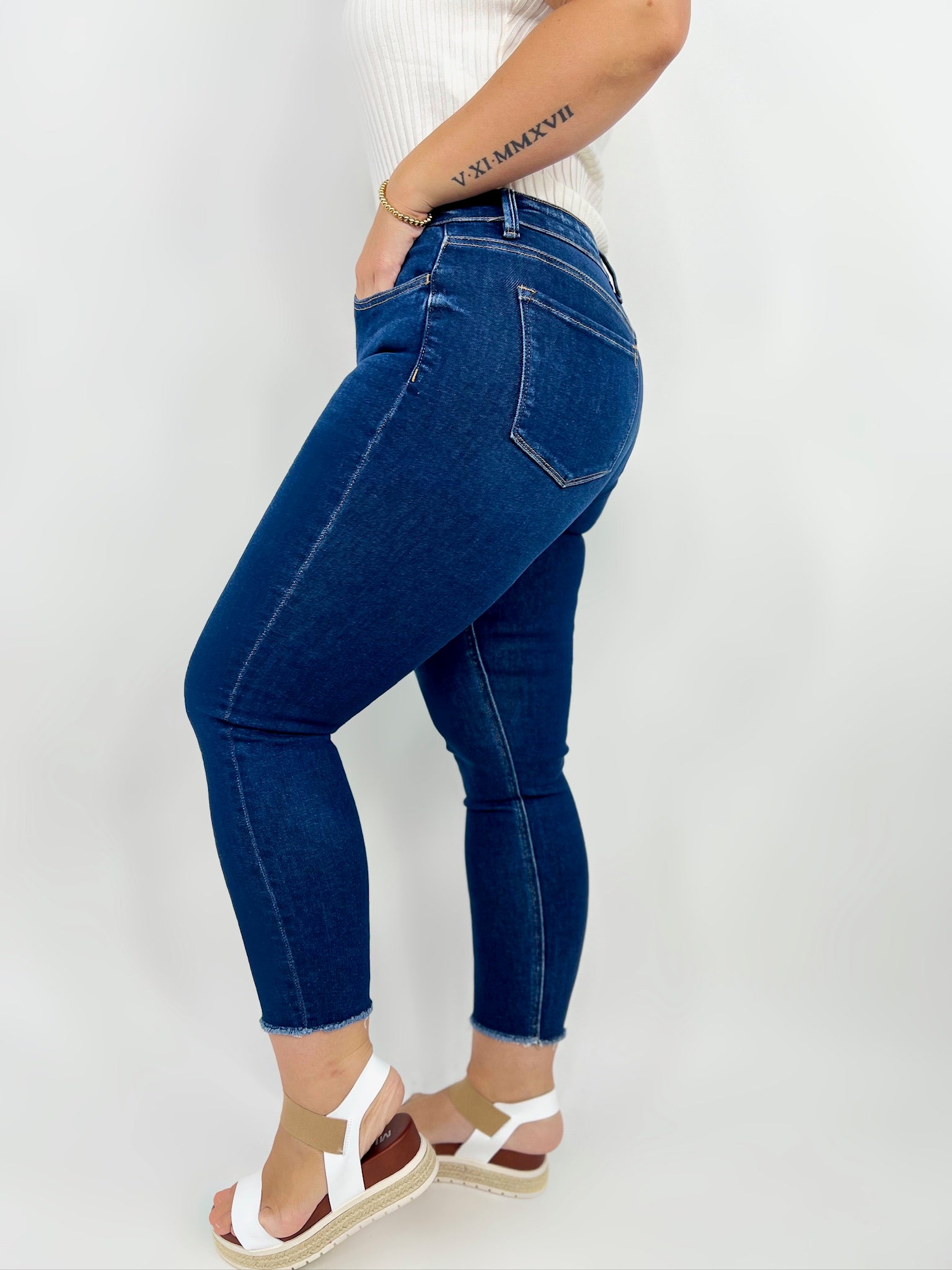Restock: Emerson Cropped Skinny Jeans by Vervet-190 Jeans-Vervet-Heathered Boho Boutique, Women's Fashion and Accessories in Palmetto, FL